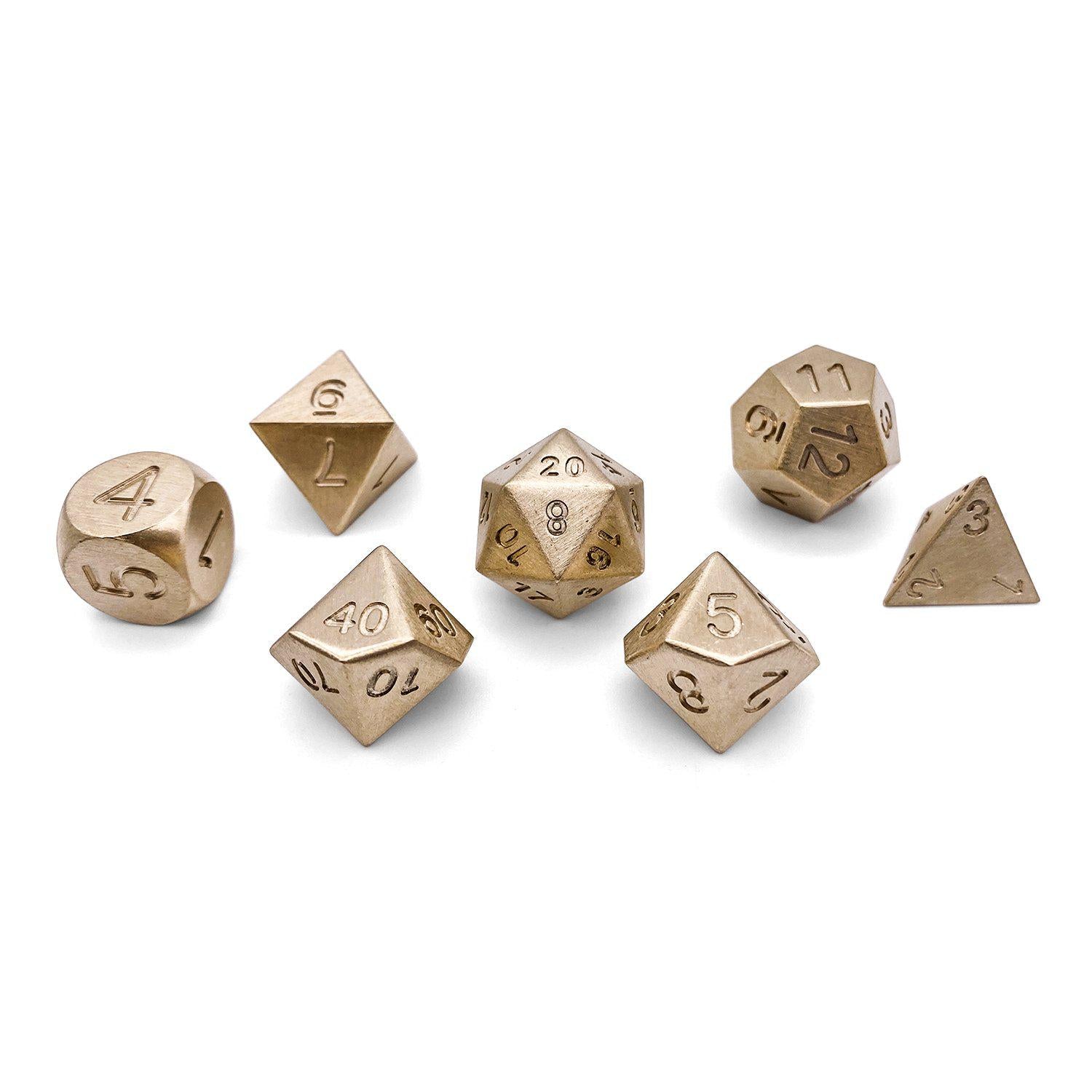 Bronze - 7 Piece RPG Set True Metal Dice-Metal Dice-Norse Foundry-Norse Foundry-dungeons & dragons-d&d dice set-rpg dice set-metal dice set-d&d-luxury dice-perfect for tabletop rpgs