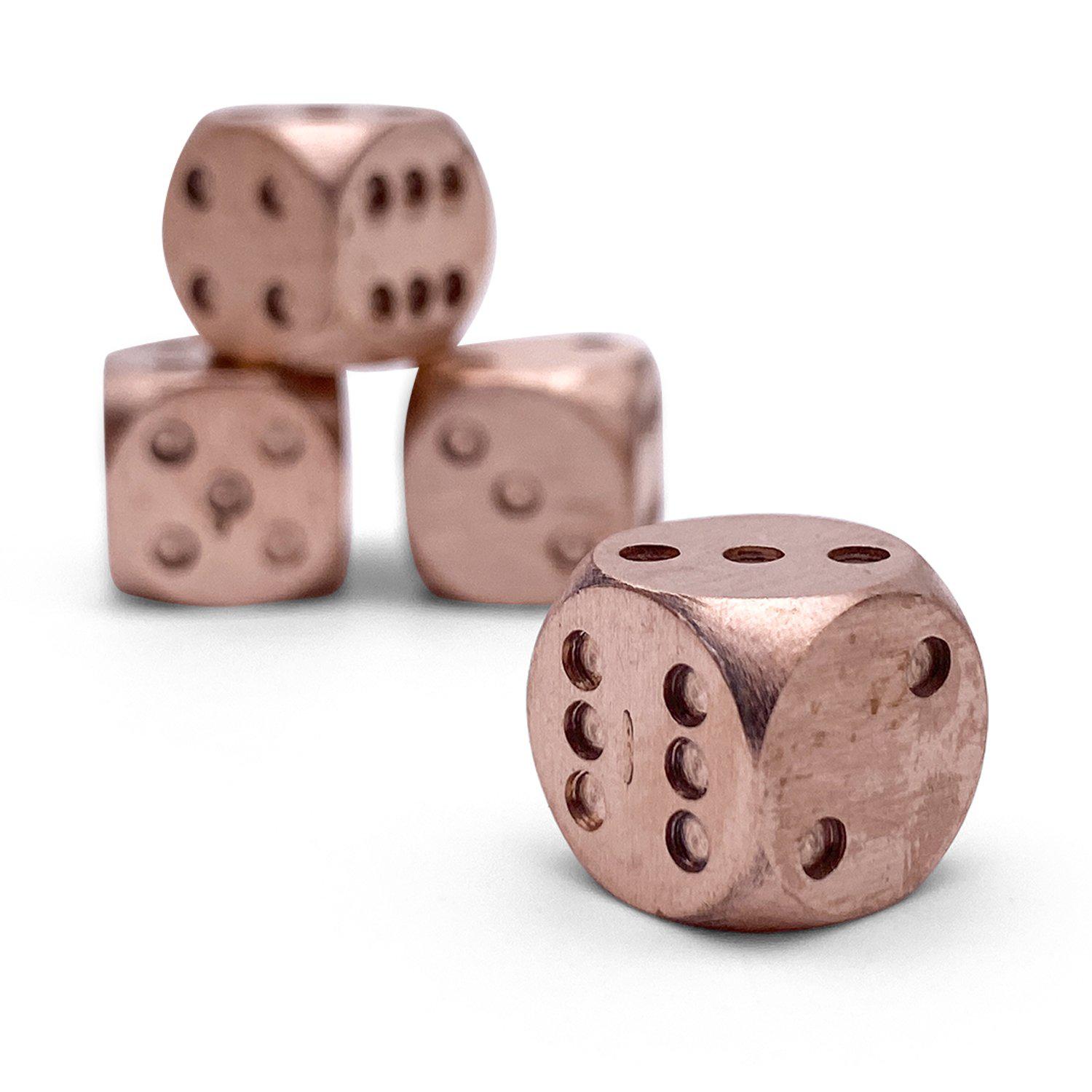 Copper - 12mm D6 Pips True Metal Dice-Metal Dice-Norse Foundry-Set of 4-Norse Foundry-dungeons & dragons-d&d dice-rpg d6-metal d6-d&d-d6-warpips-pips-luxury dice-perfect for tabletop rpgs