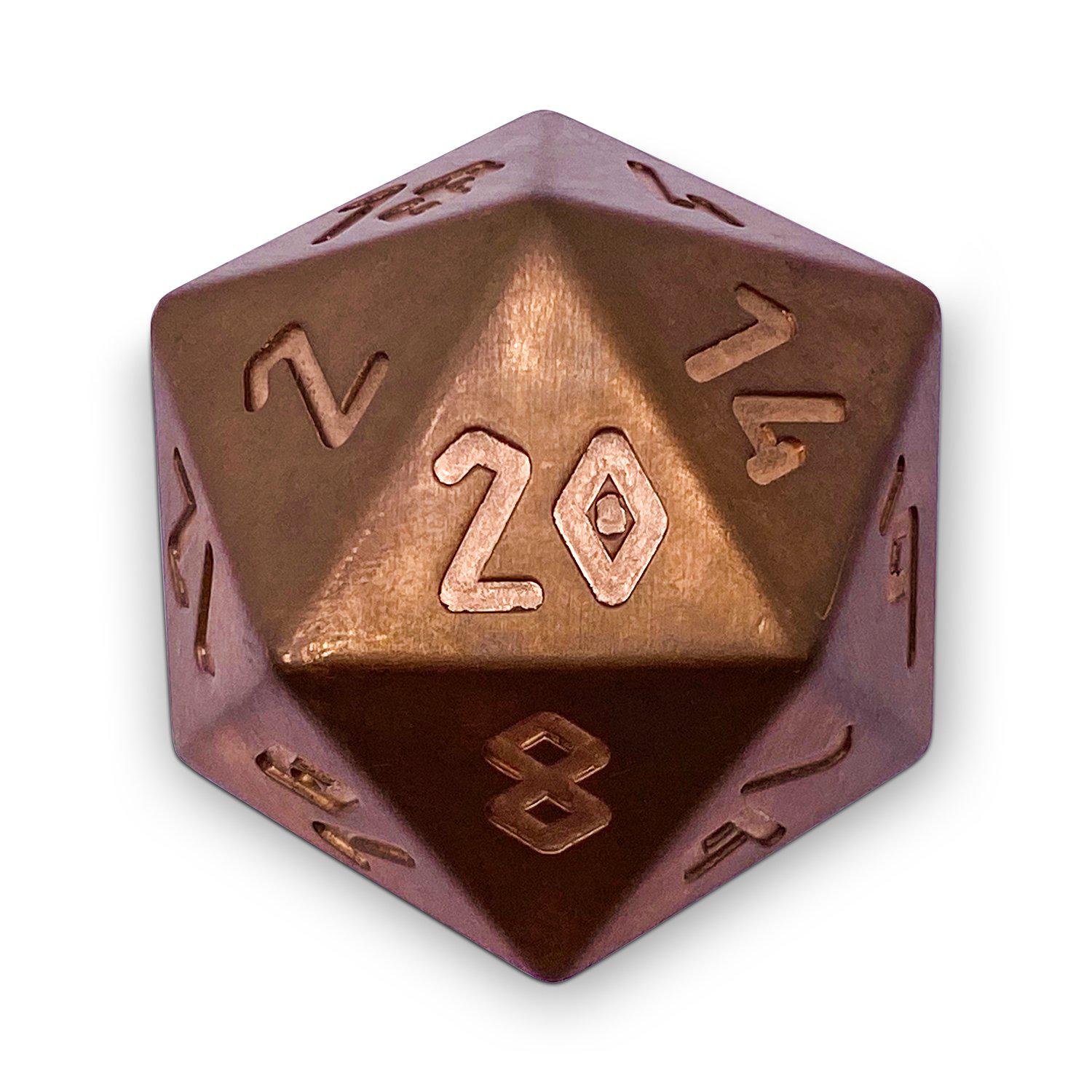 Copper - Boulder® 55mm True Metal Dice-Metal Dice-Norse Foundry-Norse Foundry-dungeons & dragons-d&d dice-rpg dice-d20-metal dice-d&d-55mm-oversize-boulder-luxury dice-perfect for tabletop rpgs