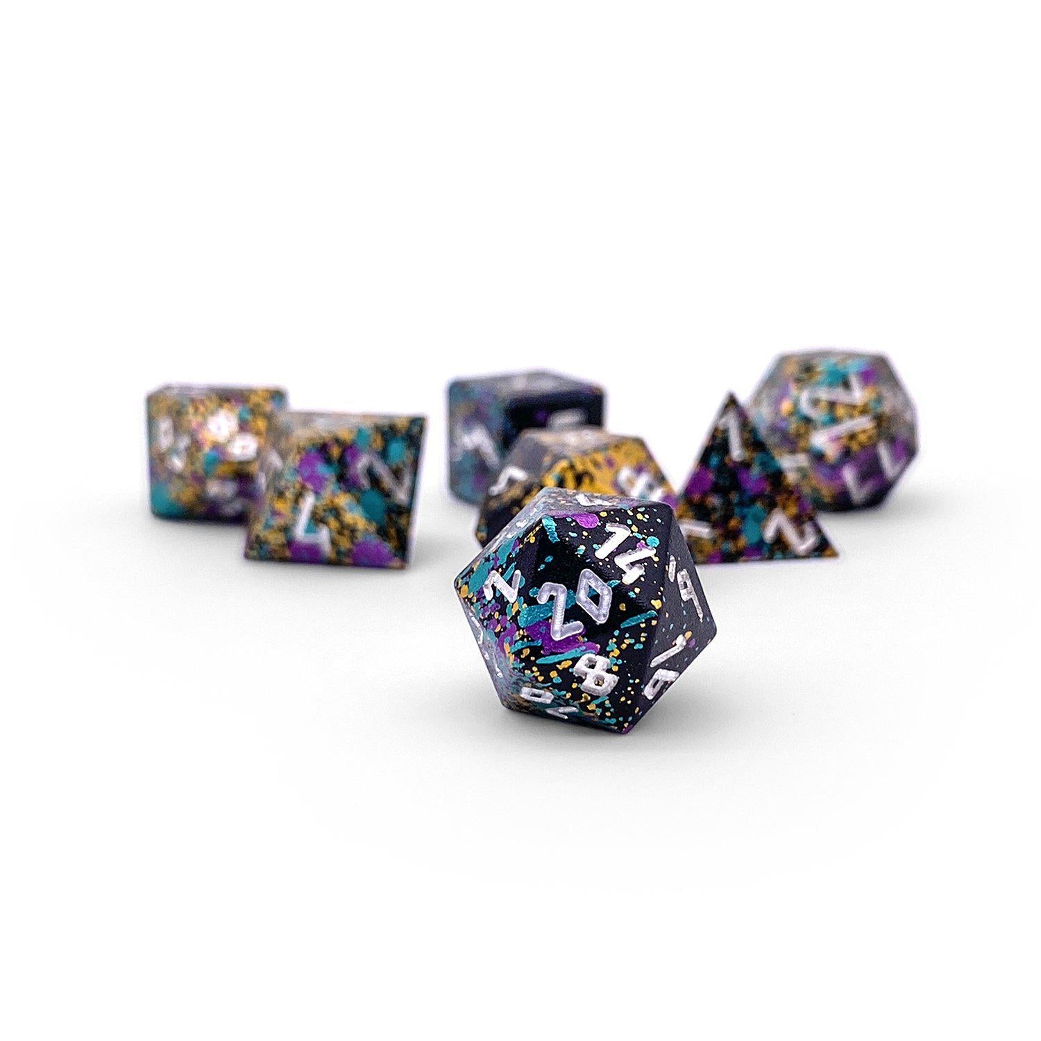 Court Jester - Pebble™ 10mm Set 6063 Aluminum Wondrous Dice-Pebbles-Norse Foundry-Norse Foundry-aluminum dice-dungeons & dragons-d&d dice set-rpg dice set-aluminum d&d dice set-d&d-mini-lightweight-perfect for tabletop rpgs