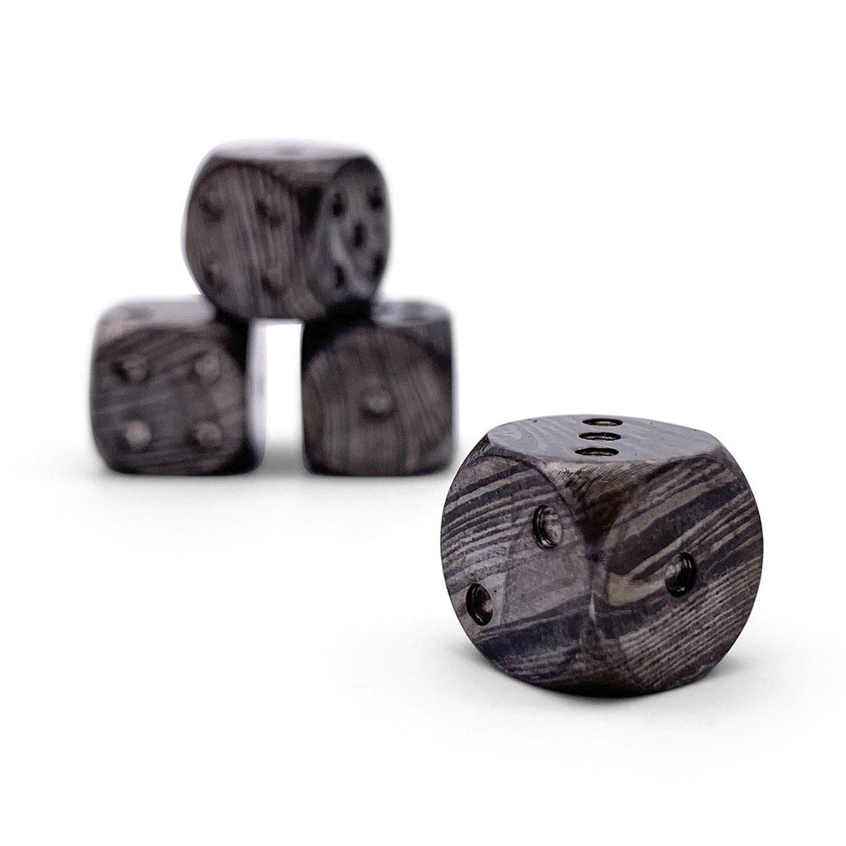Damascus Steel - 12mm D6 Pips True Metal Dice-Metal Dice-Norse Foundry-Norse Foundry-dungeons & dragons-d&d dice-rpg d6-metal d6-d&d-d6-warpips-pips-luxury dice-perfect for tabletop rpgs