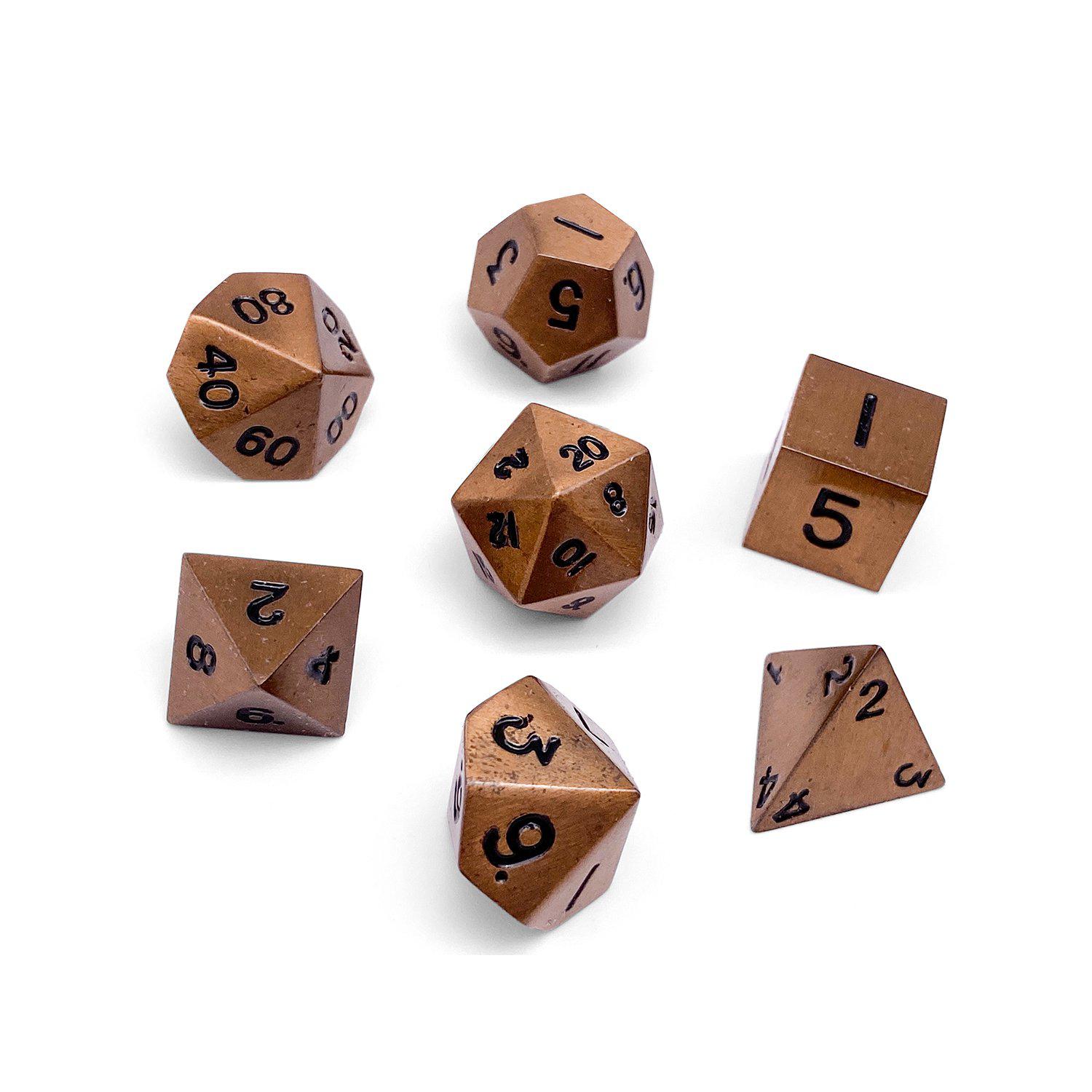 Gnomish Copper - 7 Piece Metal D&D & RPGs Dice Set-Zinc Alloy Dice-Norse Foundry-Norse Foundry-dungeons & dragons-d&d dice set-rpg dice set-d20-metal dice set-d&d-perfect for tabletop rpgs