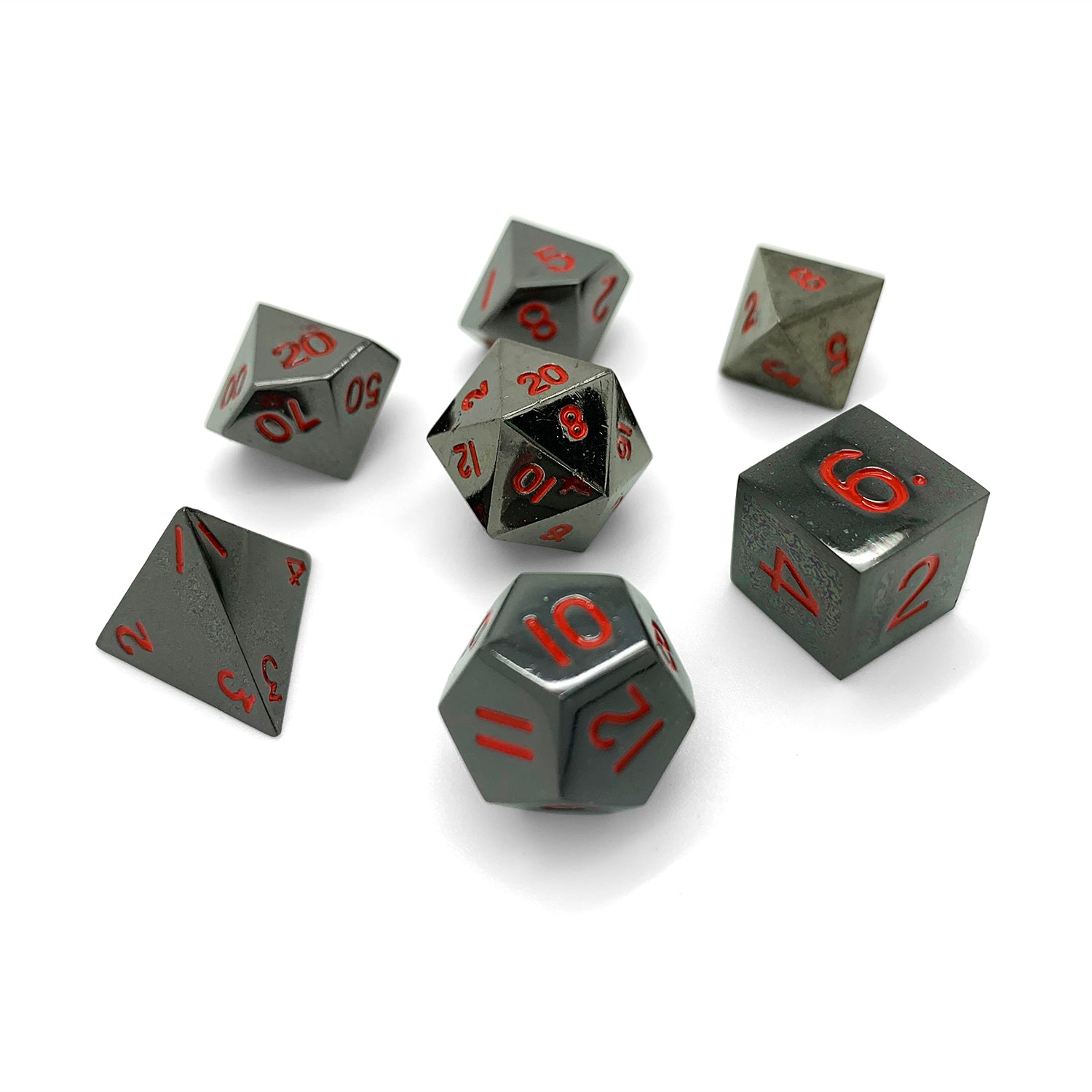 Nightmare Black - 7 Piece Metal D&D & RPGs Dice Set-Zinc Alloy Dice-Norse Foundry-Norse Foundry-dungeons & dragons-d&d dice set-rpg dice set-d20-metal dice set-d&d-perfect for tabletop rpgs