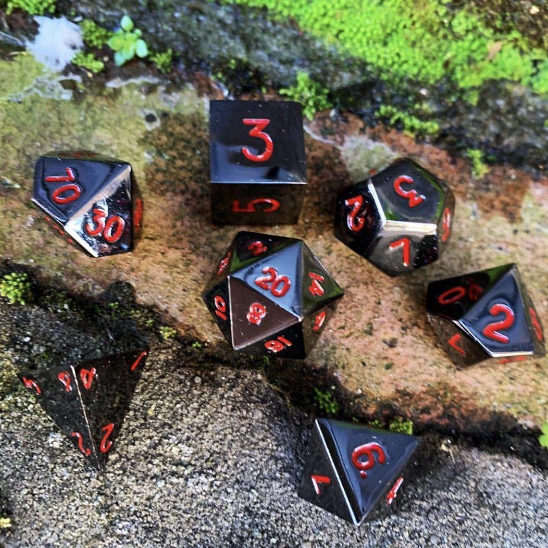 Nightmare Black - 7 Piece Metal D&D & RPGs Dice Set-Zinc Alloy Dice-Norse Foundry-Norse Foundry-dungeons & dragons-d&d dice set-rpg dice set-d20-metal dice set-d&d-perfect for tabletop rpgs