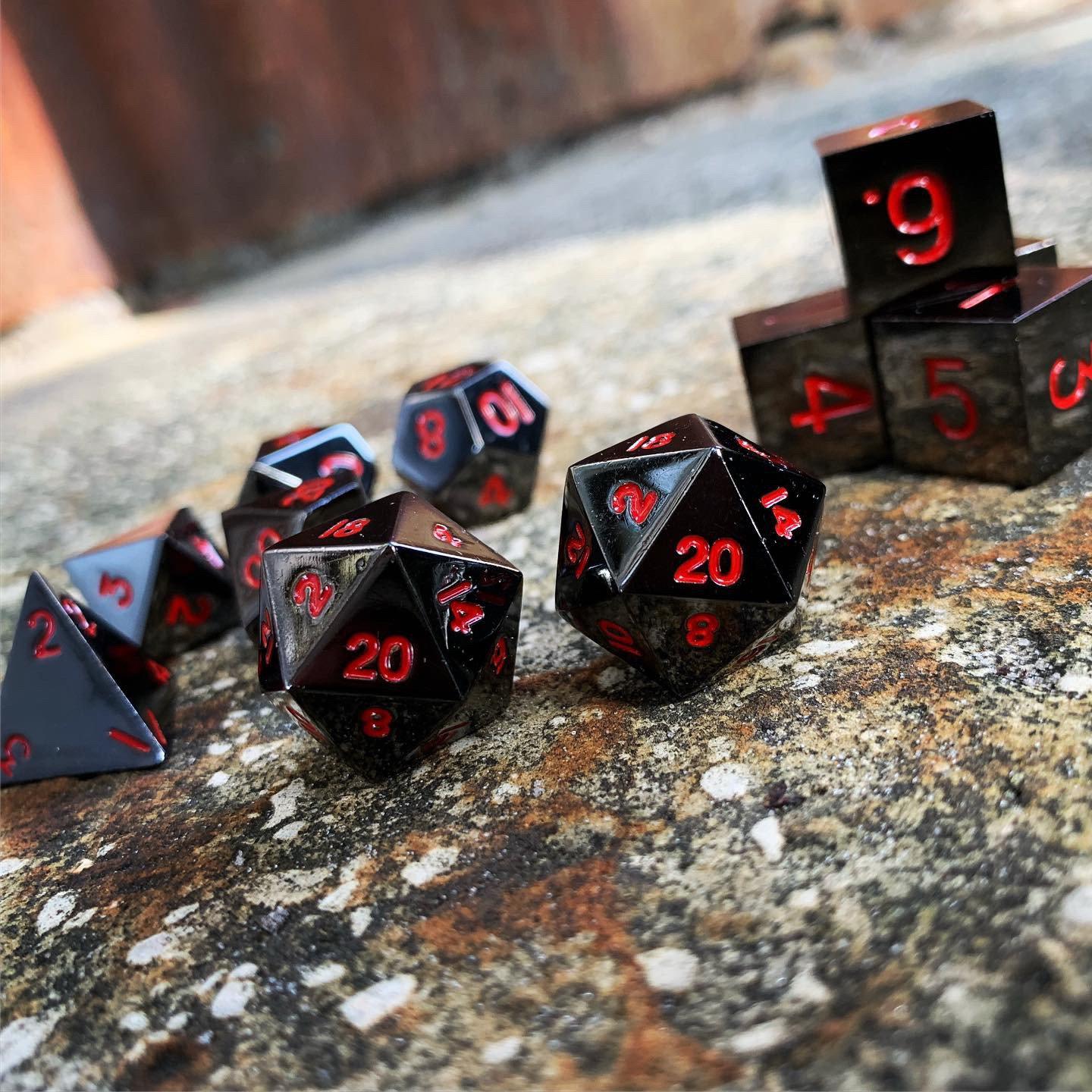 Nightmare Black - 7 Piece Metal D&D & RPGs Dice Set-Zinc Alloy Dice-Norse Foundry-Norse Foundry-dungeons & dragons-d&d dice set-rpg dice set-d20-metal dice set-d&d-perfect for tabletop rpgs