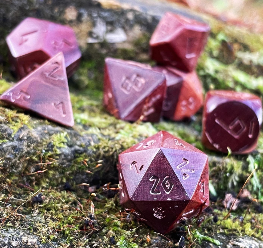 Purple Heart - 7 Piece RPG Wooden Dice Set-Wooden Dice-Norse Foundry-Norse Foundry-wood dice set-dungeons & dragons-d&d dice set-rpg dice set-wood dice set-d&d-perfect for tabletop rpgs