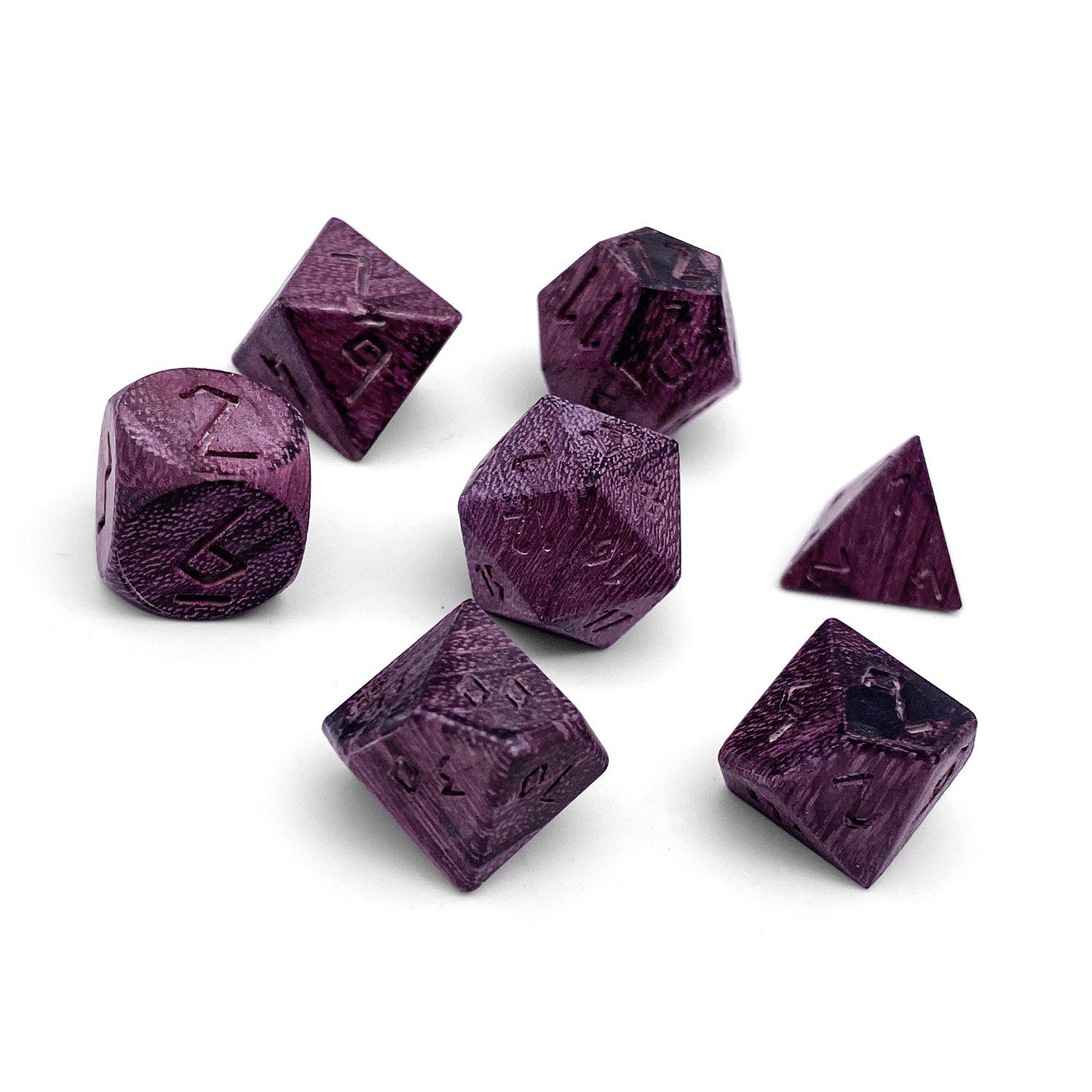 Purple Heart - 7 Piece RPG Wooden Dice Set-Wooden Dice-Norse Foundry-Norse Foundry-wood dice set-dungeons & dragons-d&d dice set-rpg dice set-wood dice set-d&d-perfect for tabletop rpgs