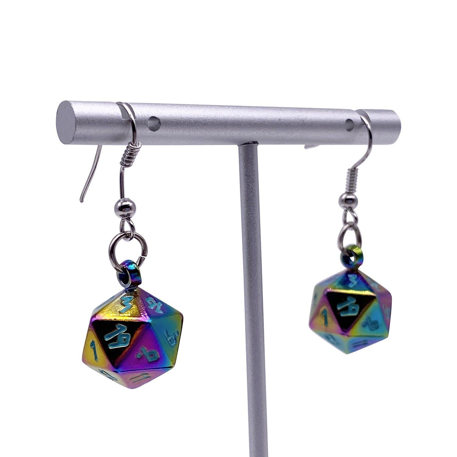 Queens Treasure - Ioun Stone D20 Dice Earrings by Norse Foundry-Earrings-Norse Foundry-dungeons and dragons-d&d-dungeons & dragons-earrings-dnd accessories-dice earrings- d20 earrings