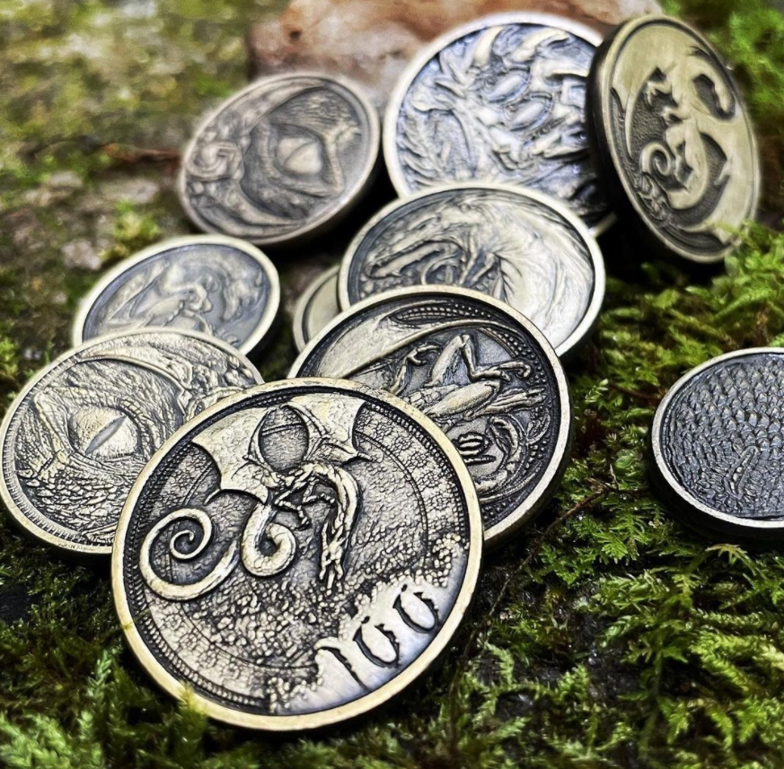 Adventure Coins - Dragon Metal Coins Set of 10-Coins-Norse Foundry-DND Dice-Polyhedral Dice-D20-Metal Dice-Precision Dice-Luxury Dice-Dungeons and Dragons-D&D-