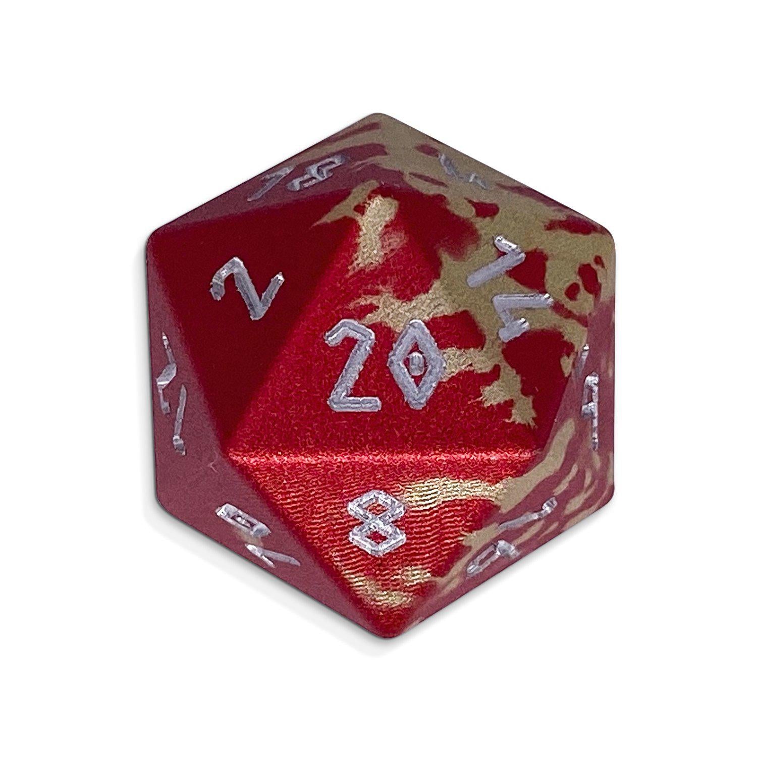 Single Wondrous Dice® D20 in Firebolt by Norse Foundry 6063 Aircraft Grade Aluminum-Dice-Norse Foundry-Norse Foundry-aluminum dice-dungeons & dragons-d&d-rpg dice-aluminum d&d-lightweight-perfect for tabletop rpgs