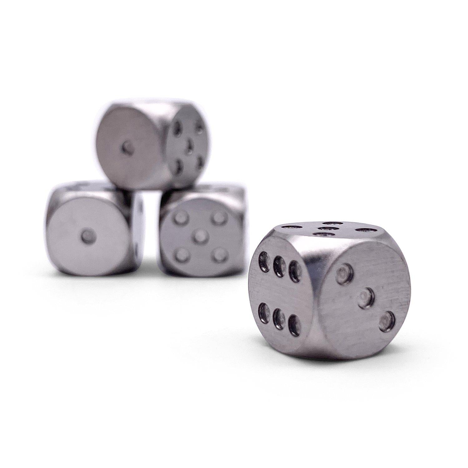 Stainless Steel - 12mm D6 Pips True Metal Pips-Metal Dice-Norse Foundry-Set of 4-Norse Foundry-dungeons & dragons-d&d dice-rpg d6-metal d6-d&d-d6-warpips-pips-luxury dice-perfect for tabletop rpgs