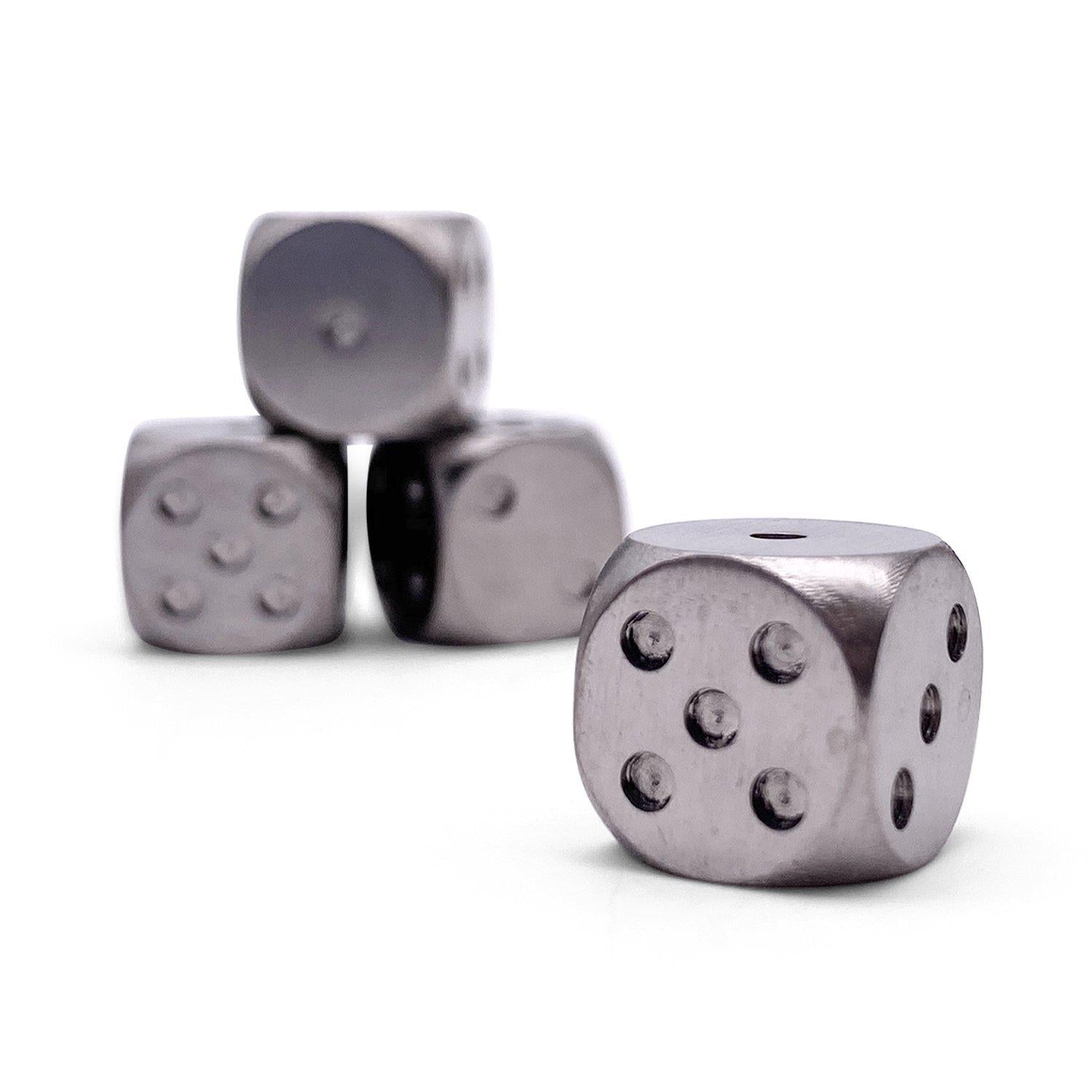 Titanium - 12mm D6 Pips True Metal Dice-Metal Dice-Norse Foundry-Set of 4-Norse Foundry-dungeons & dragons-d&d dice-rpg d6-metal d6-d&d-d6-warpips-pips-luxury dice-perfect for tabletop rpgs
