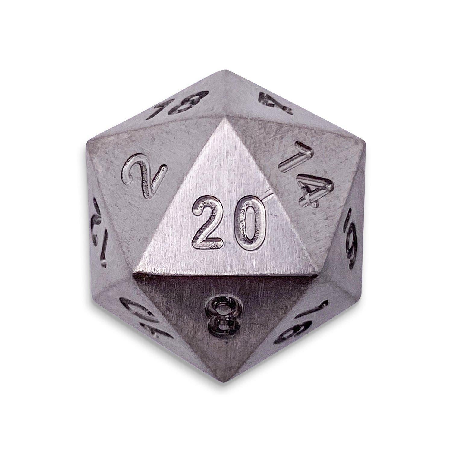 Titanium - Single D20 True Metal Dice-Metal Dice-Norse Foundry-Norse Foundry-dungeons & dragons-d&d dice-rpg d20-metal d20-d&d-d20-luxury dice-perfect for tabletop rpgs