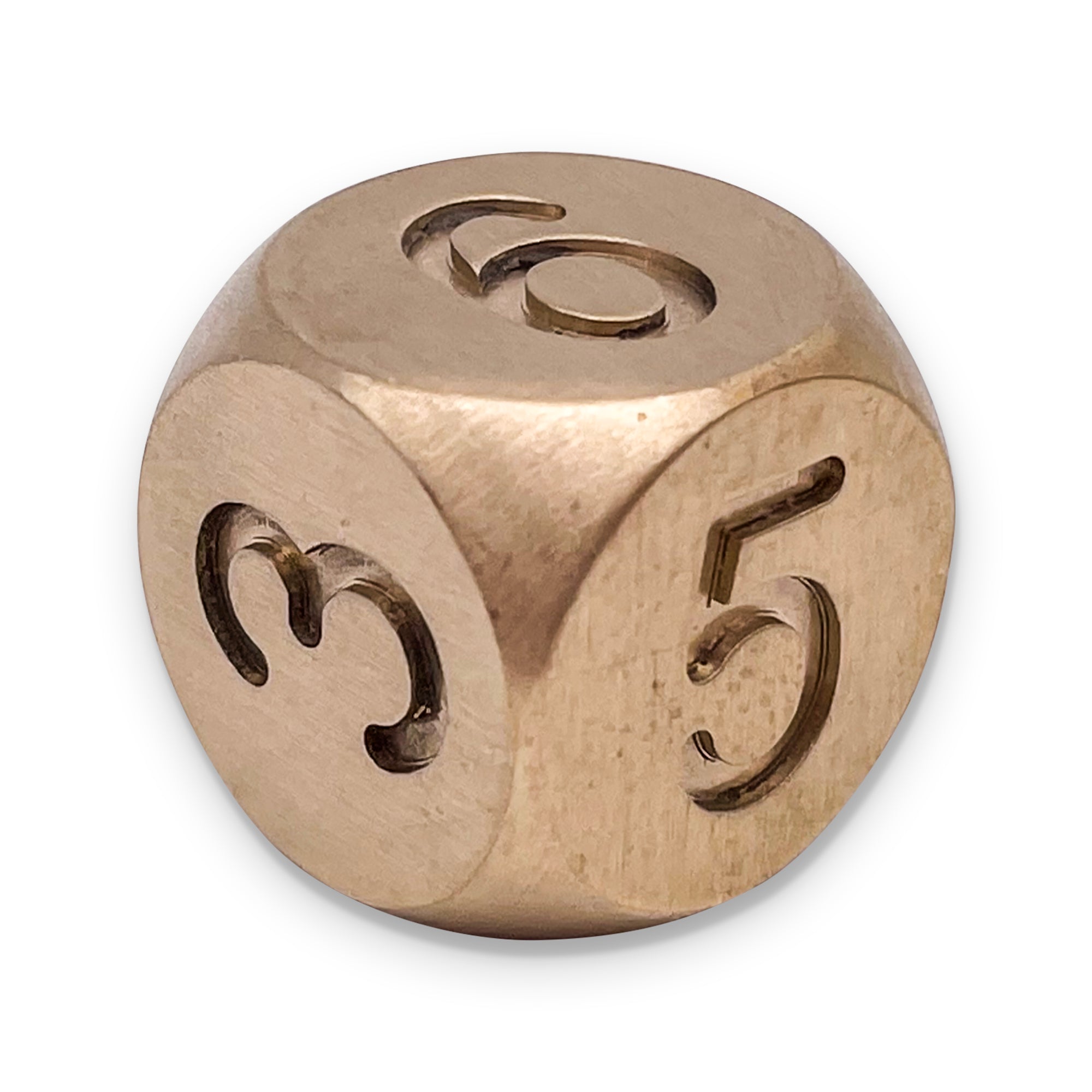 True Metal 16mm D6 - Brass-Metal Dice-Norse Foundry-Norse Foundry-dungeons & dragons-d&d dice-rpg d6-metal d6-d&d-d6-luxury dice-perfect for tabletop rpgs