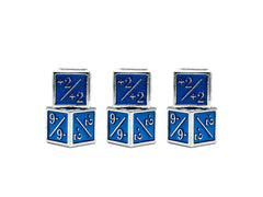 +1/+1 & -1/-1 D6 Blue Pack of 6 CCG Metal Dice