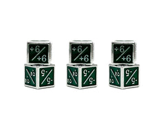+1/+1 & -1/-1 D6 Green Pack of 6 CCG Metal Dice