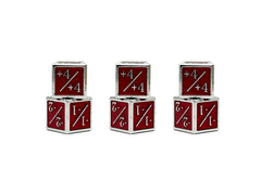 +1/+1 & -1/-1 D6 Red Pack of 6 CCG Metal Dice