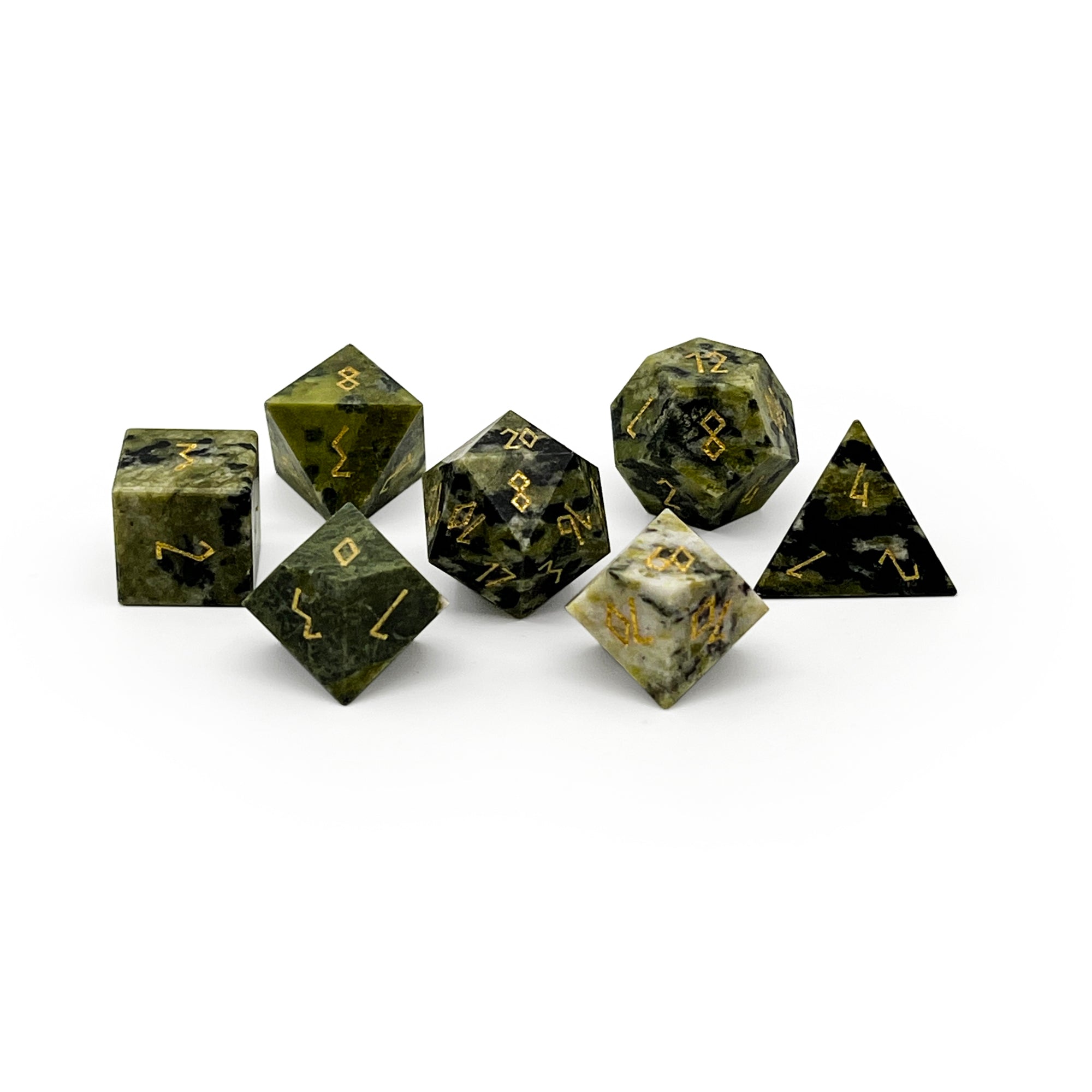 African Jade - 7 Piece RPG Set Gemstone Dice-Gemstone Dice-Norse Foundry-Gemstone Dice-Dungeons and Dragons Dice-Gem Dice-DND Dice-Gaming Dice-Perfect for Tabletop RPGs-Dice Set