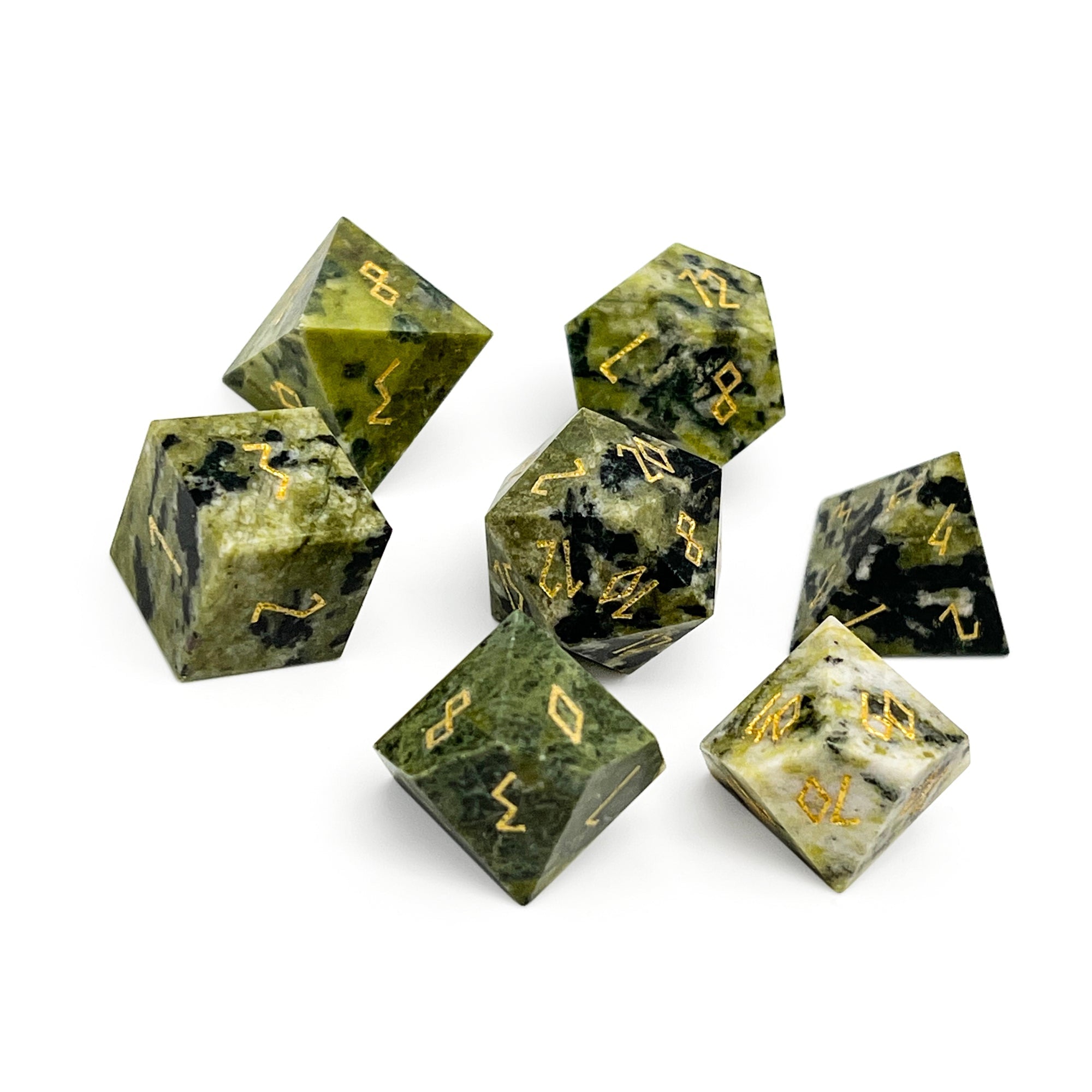African Jade - 7 Piece RPG Set Gemstone Dice-Gemstone Dice-Norse Foundry-Gemstone Dice-Dungeons & Dragons Dice-Gem Dice-DnD Dice-Gaming Dice-Perfect for Tabletop RPGs-Dice Set