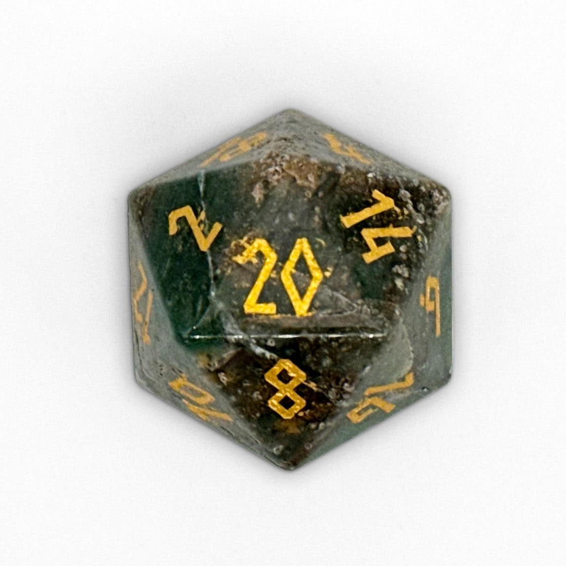 African Jade - Boulder® 30mm Gemstone Dice-Boulder-Norse Foundry-Dungeons and Dragons Dice-Gem Dice-D20-Gemstone D20-Collectible D20 Dice-Giant D20 for DnD