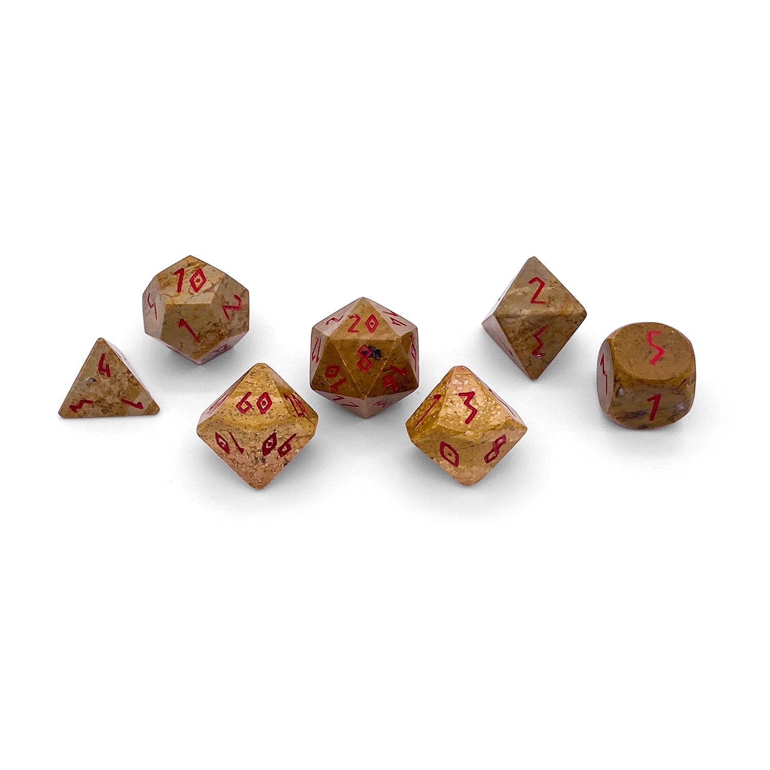 African Picture Jasper - 7 Piece RPG Set TruStone Dice-TruStone Dice-Norse Foundry-Gemstone Dice-Dungeons and Dragons Dice-Gem Dice-DND Dice-Gaming Dice-Perfect for Tabletop RPGs-Dice Set