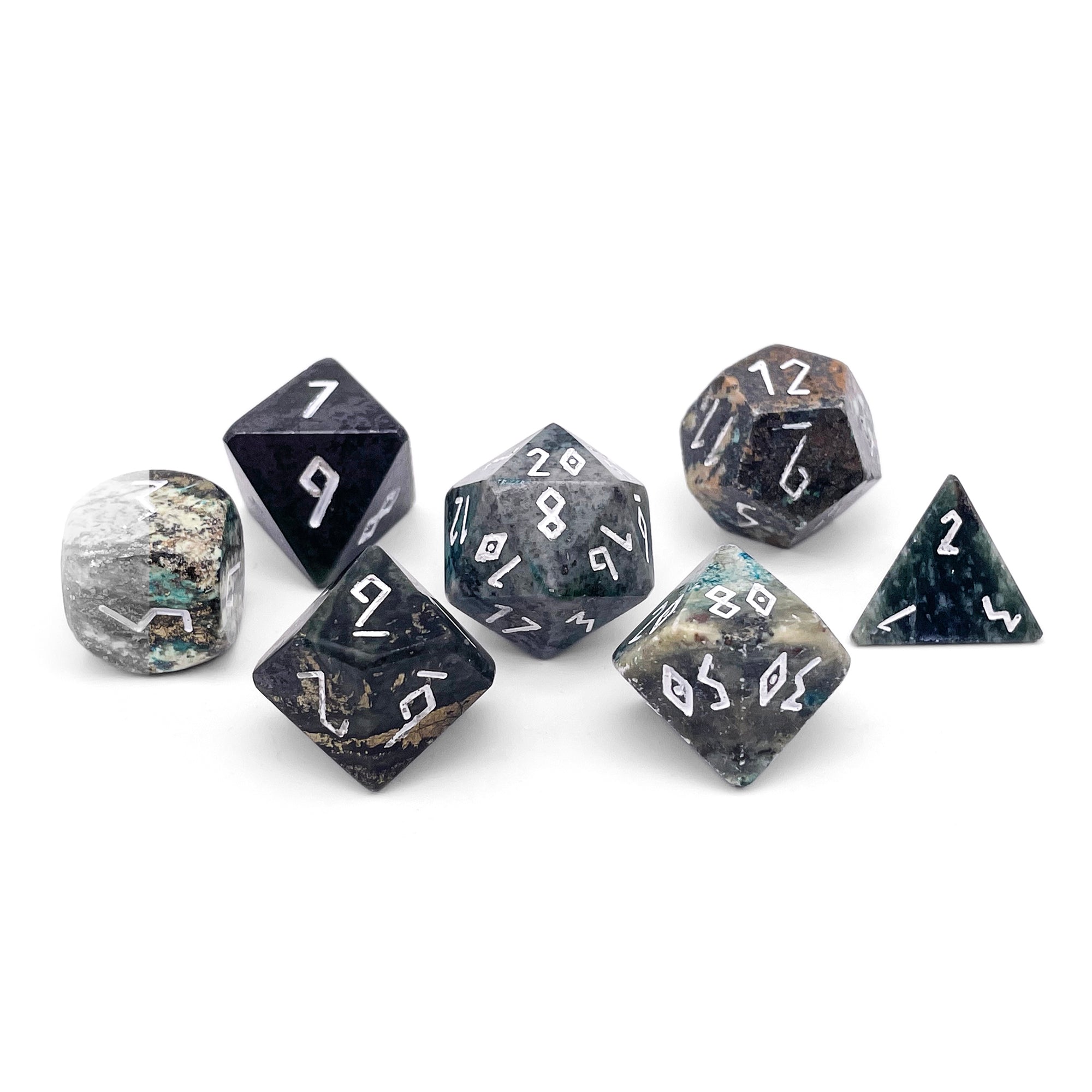 African Turquoise - 7 Piece RPG Set TruStone Dice-TruStone Dice-Norse Foundry-Gemstone Dice-Dungeons and Dragons Dice-Gem Dice-D&D Dice-Gaming Dice-Perfect for Tabletop RPGs-Dice Set