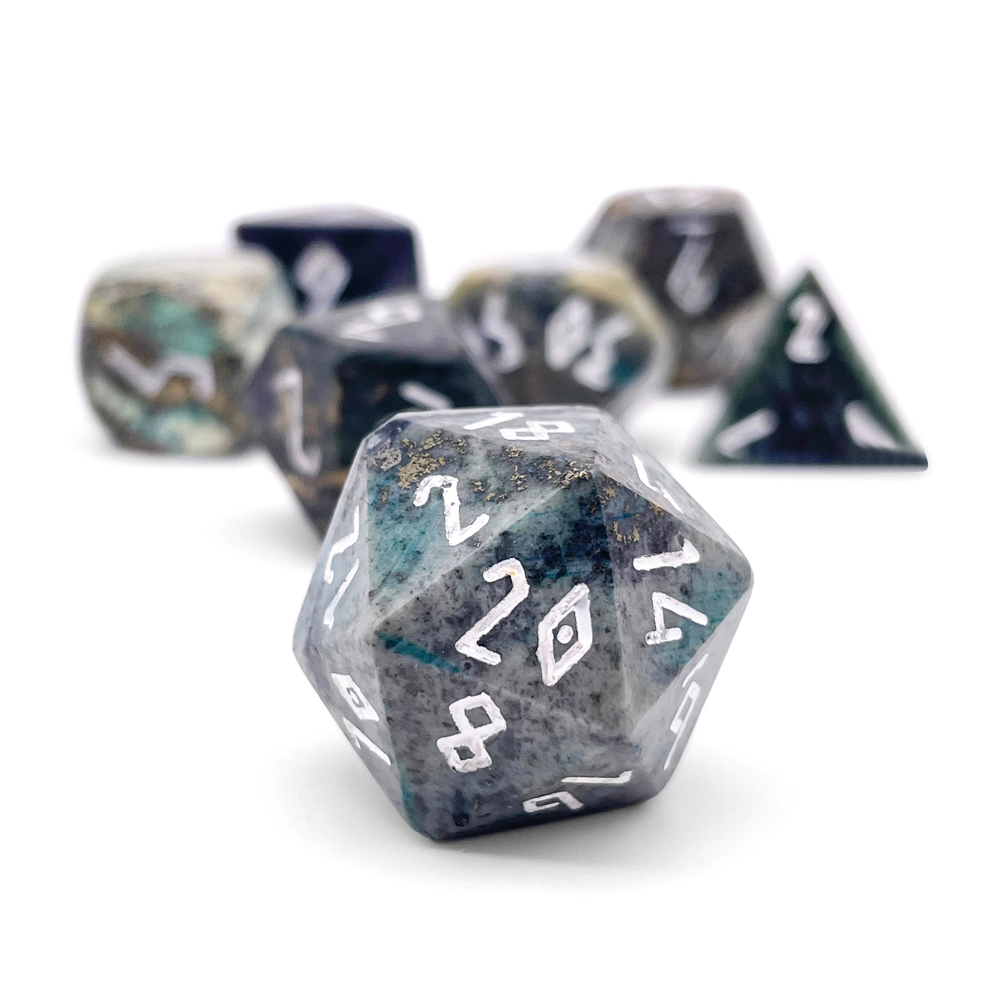 African Turquoise - 7 Piece RPG Set TruStone Dice-TruStone Dice-Norse Foundry-Gemstone Dice-Dungeons and Dragons Dice-Gem Dice-D&D Dice-Gaming Dice-Perfect for Tabletop RPGs-Dice Set