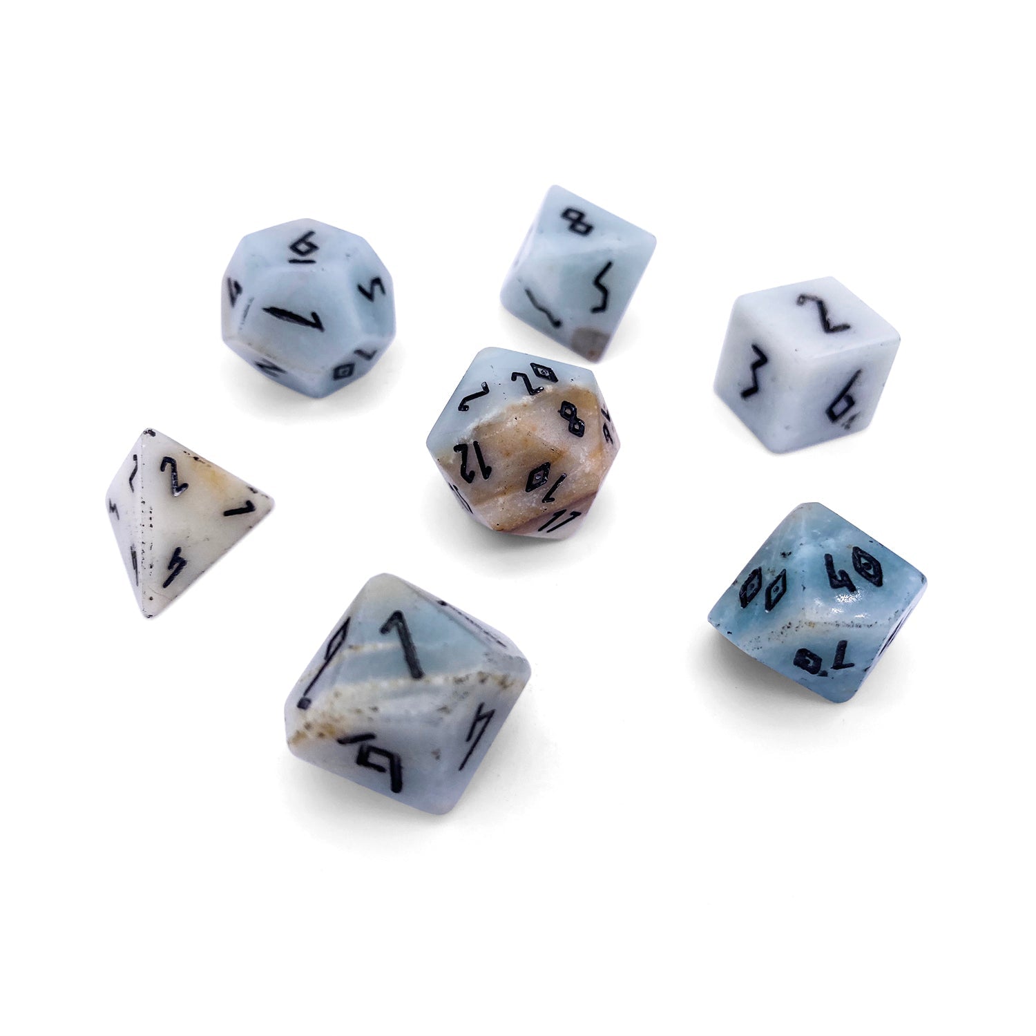 Amazonite - 7 Piece RPG Set Gemstone Dice-Gemstone Dice-Norse Foundry-Gemstone Dice-Dungeons and Dragons Dice-Gem Dice-D&D Dice-Gaming Dice-Perfect for Tabletop RPGs-Dice Set