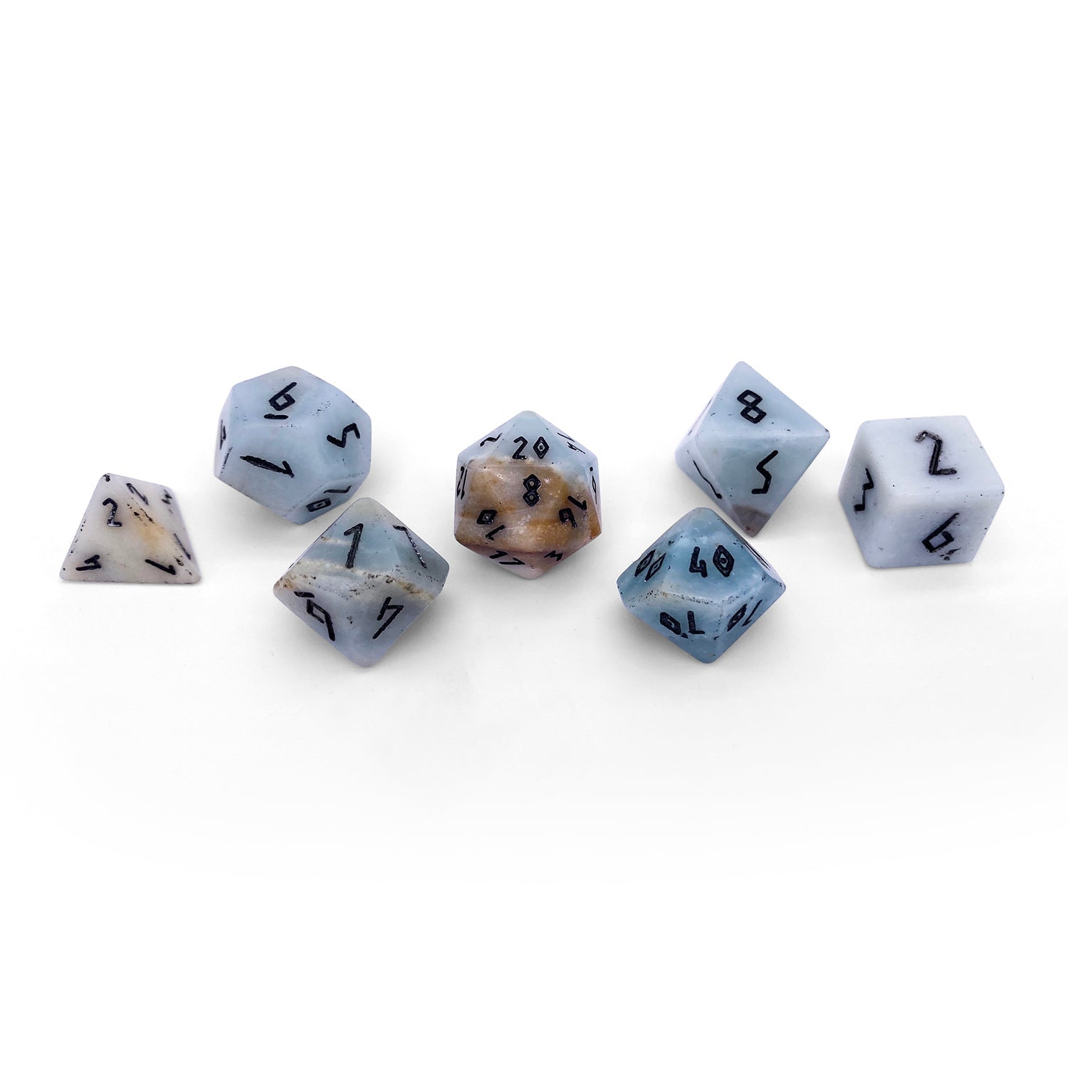 Amazonite - 7 Piece RPG Set Gemstone Dice-Gemstone Dice-Norse Foundry-Gemstone Dice-Dungeons & Dragons Dice-Gem Dice-DnD Dice-Gaming Dice-Perfect for Tabletop RPGs-Dice Set