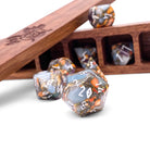 Amazonite Orange Imperial Jasper with Copper- 7 Piece RPG Set TruStone Dice-TruStone Dice-Norse Foundry-Gemstone Dice-Dungeons & Dragons Dice-Gem Dice-DnD Dice-Gaming Dice-Perfect for Tabletop RPGs-Dice Set