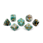 Amazonite w/ Gold Font - 7 Piece RPG Set Gemstone Wondrous Cut Dice-Gemstone Dice-Norse Foundry-Gemstone Dice-Dungeons & Dragons Dice-Gem Dice-DnD Dice-Gaming Dice-Perfect for Tabletop RPGs-Dice Set