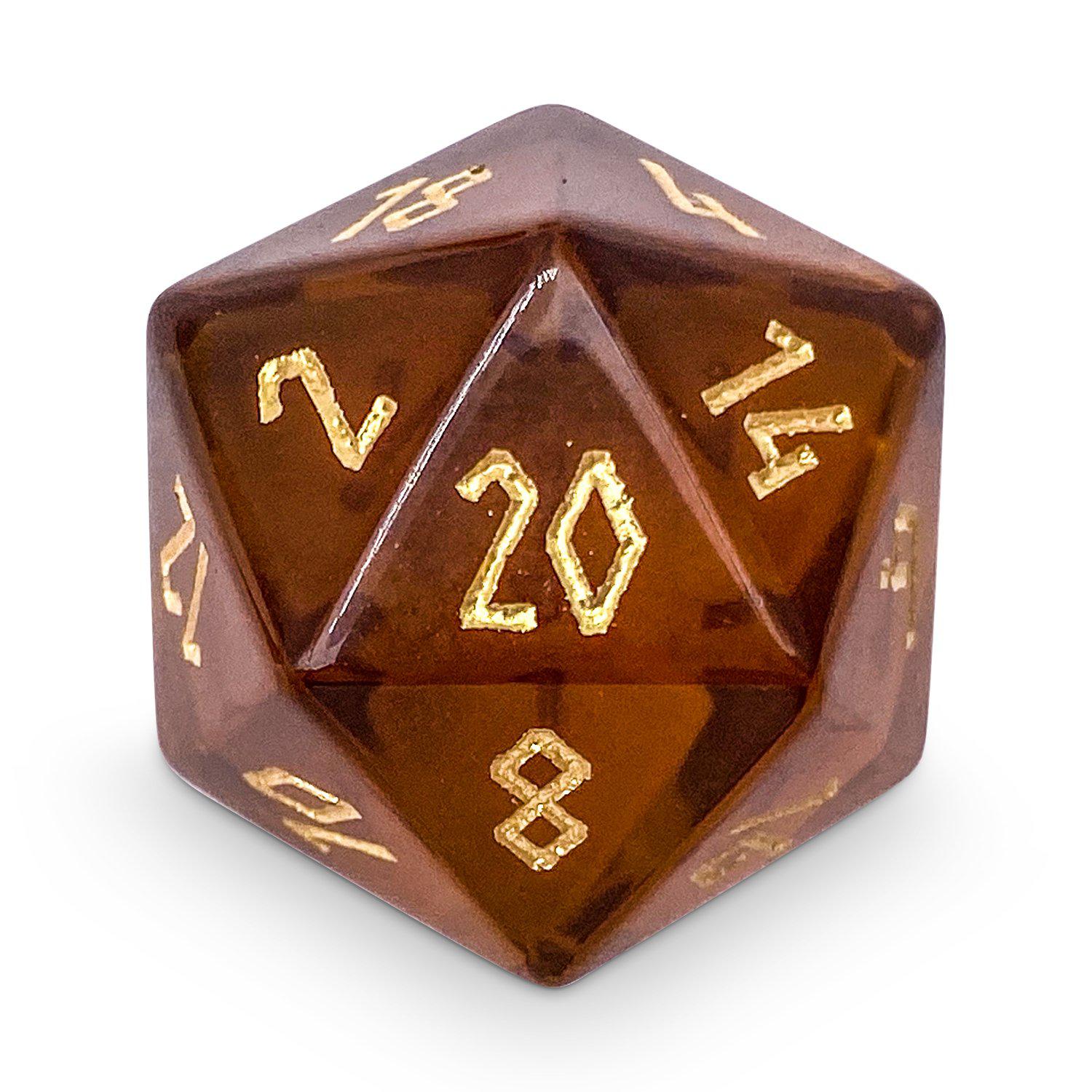 Amber Citrine - Single D20 Zircon Glass Dice-Glass Dice-Norse Foundry-Norse Foundry-dungeons & dragons-d&d dice-rpg d20-glass d20-d&d-d20-perfect for tabletop rpgs