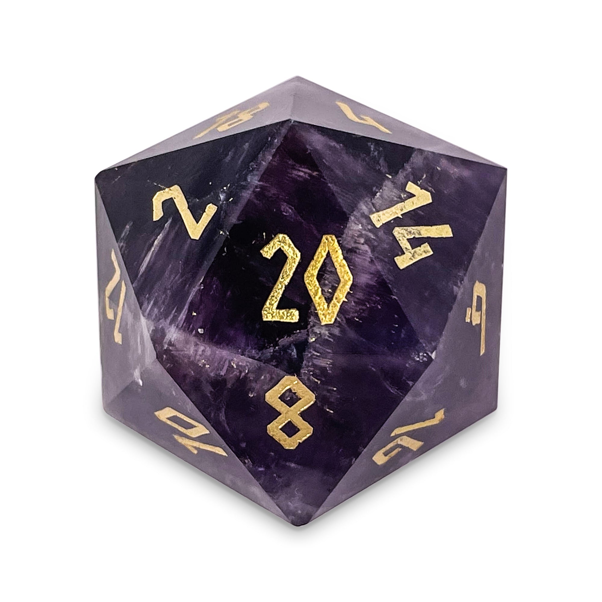 Amethyst - Boulder® 30mm Gemstone Dice-Boulder-Norse Foundry-Dungeons and Dragons Dice-Gem Dice-D20-Gemstone D20-Collectible D20 Dice-Giant D20 for DnD