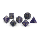 Amethyst - Frosted Gold Font 7 Piece RPG Set Gemstone Dice-Gemstone Dice-Norse Foundry-Gemstone Dice-Dungeons & Dragons Dice-Gem Dice-DnD Dice-Gaming Dice-Perfect for Tabletop RPGs-Dice Set
