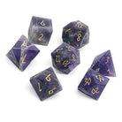 Amethyst - Frosted Gold Font 7 Piece RPG Set Gemstone Dice-Gemstone Dice-Norse Foundry-Gemstone Dice-Dungeons & Dragons Dice-Gem Dice-DnD Dice-Gaming Dice-Perfect for Tabletop RPGs-Dice Set
