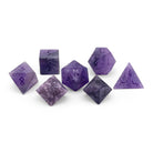 Amethyst - Frosted - Raised 7 Piece RPG Set Gemstone Dice-Gemstone Dice-Norse Foundry-Gemstone Dice-Dungeons & Dragons Dice-Gem Dice-DnD Dice-Gaming Dice-Perfect for Tabletop RPGs-Dice Set