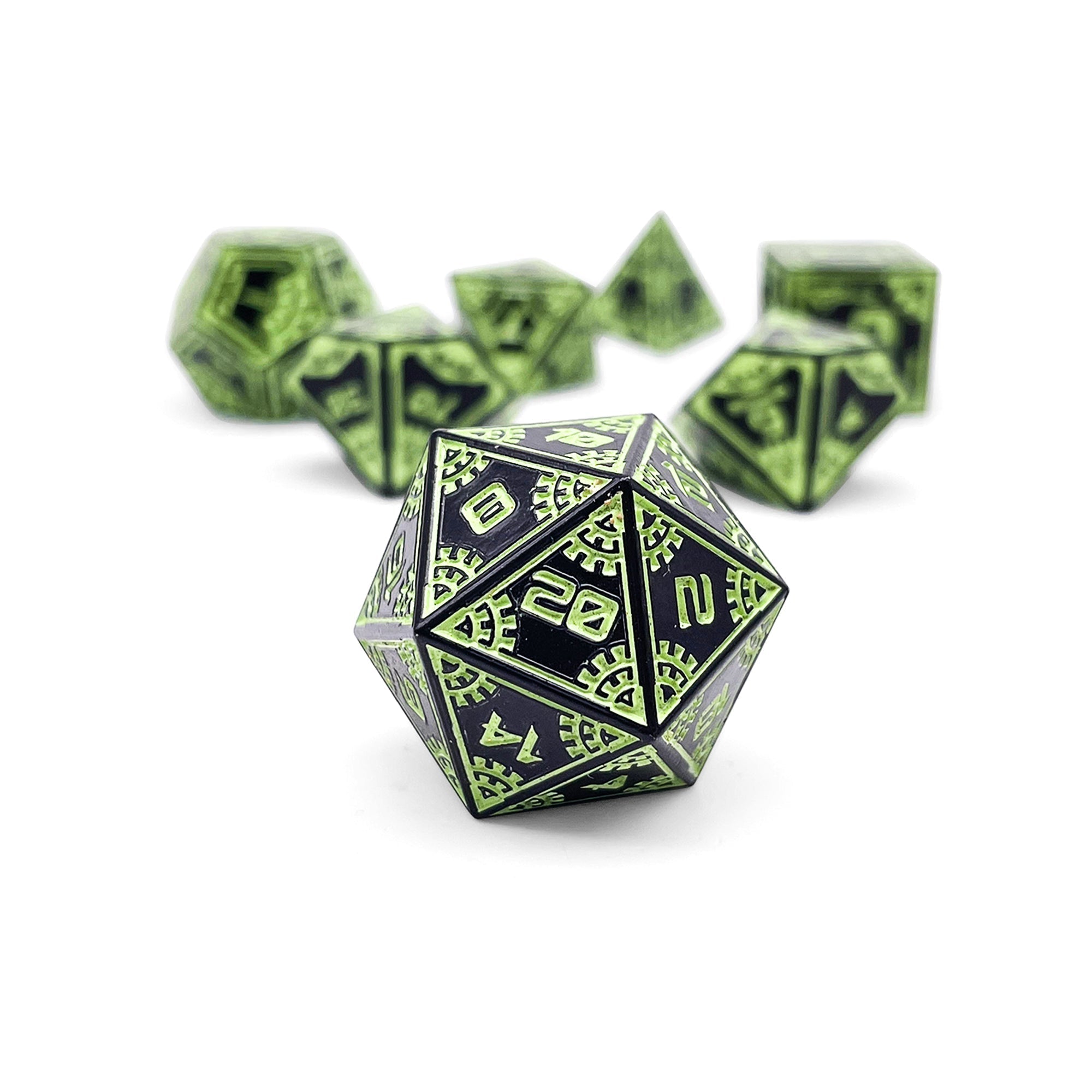 Aurora Lights - Space Dice 7 Piece RPG Set Alloy Metal Dice-Metal - Zinc Alloy Dice-Norse Foundry-Dungeons and Dragons-DND Dice-D20-Metal Dice Set-DND-D&D Metal Dice Set-Perfect for Tabletop RPGs