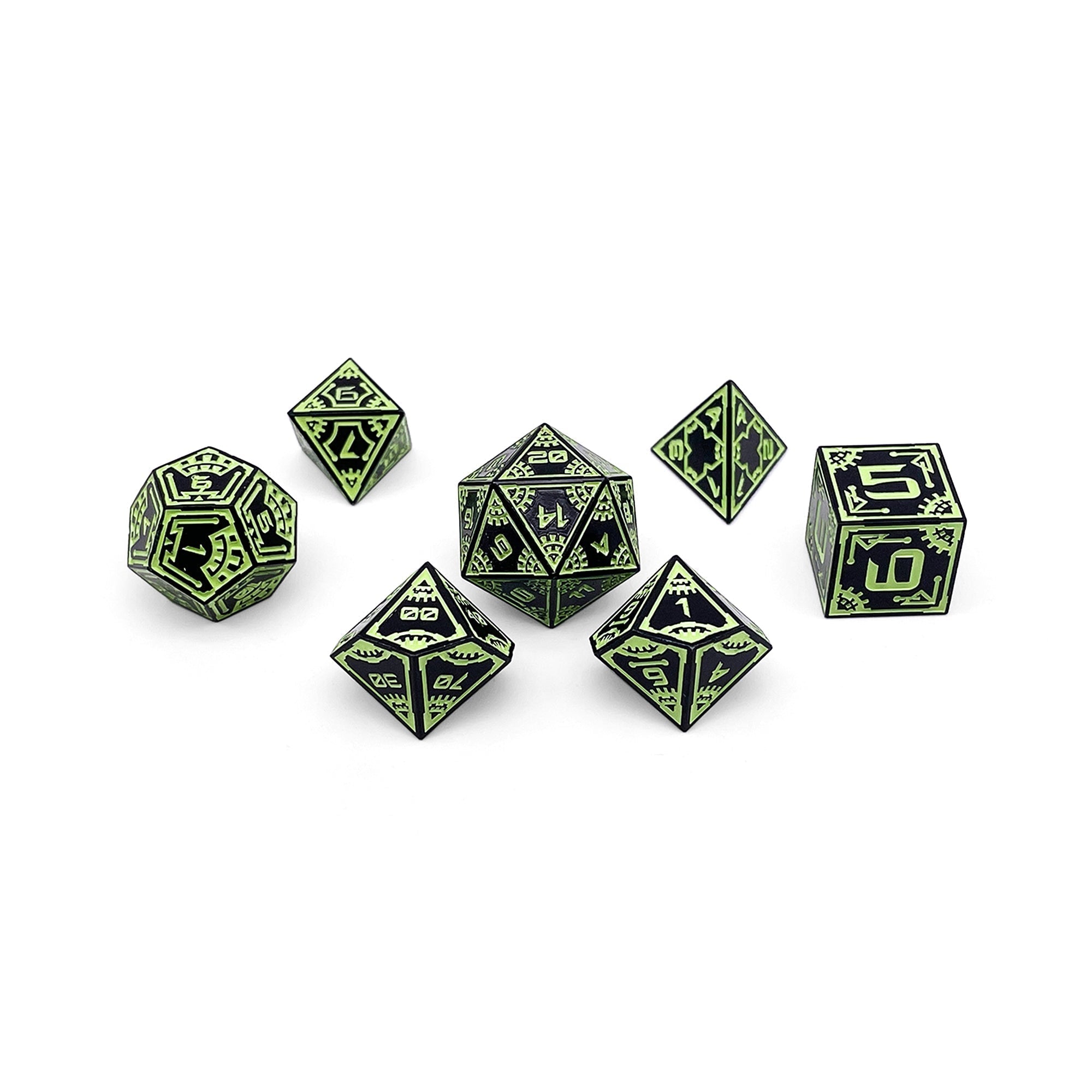 Aurora Lights - Space Dice 7 Piece RPG Set Alloy Metal Dice-Metal - Zinc Alloy Dice-Norse Foundry-Dungeons and Dragons-DND Dice-D20-Metal Dice Set-DND-D&D Metal Dice Set-Perfect for Tabletop RPGs