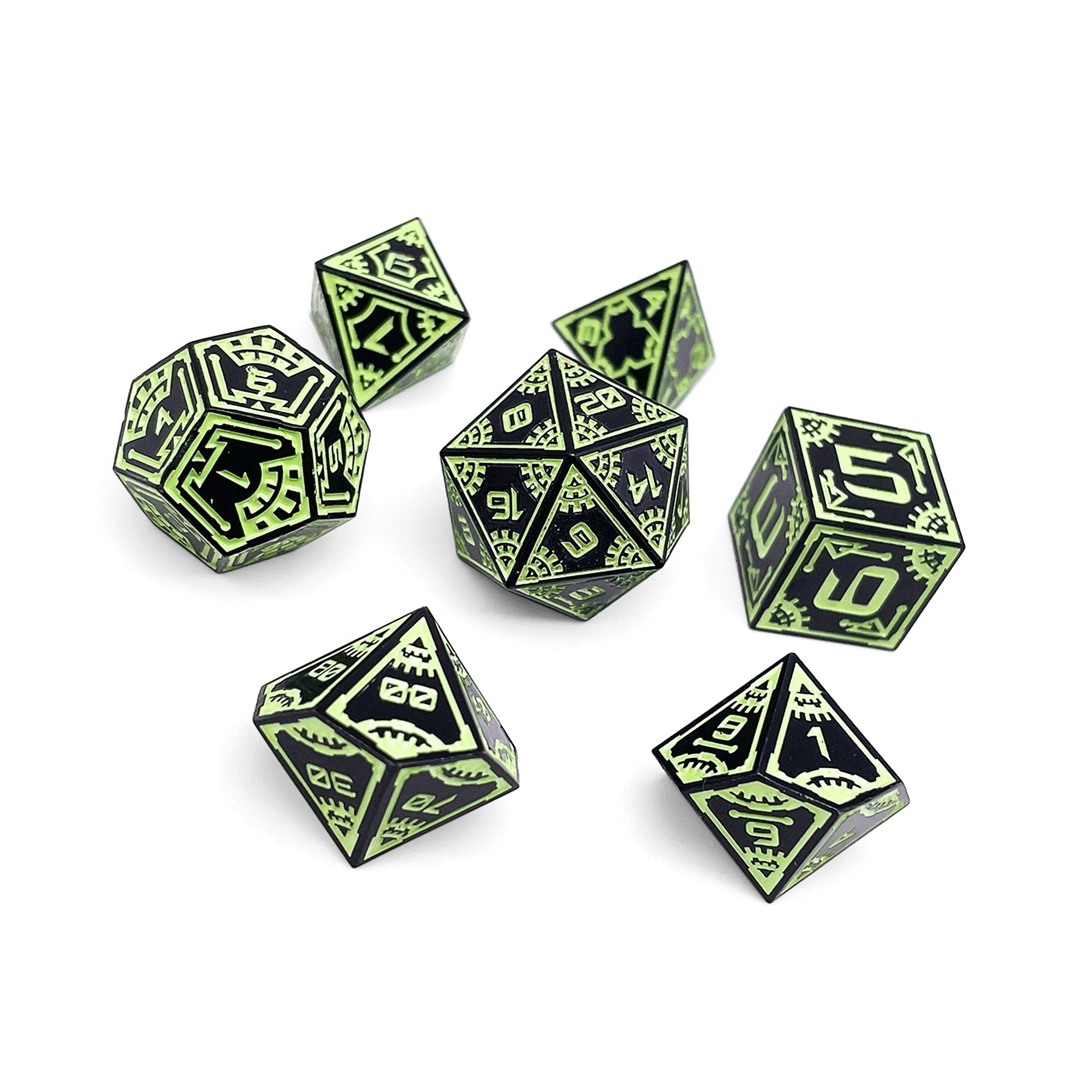 Aurora Lights - Space Dice 7 Piece RPG Set Alloy Metal Dice-Metal - Zinc Alloy Dice-Norse Foundry-Dungeons and Dragons-DND Dice-D20-Metal Dice Set-DND-D&D Metal Dice Set-Perfect for Tabletop RPGs