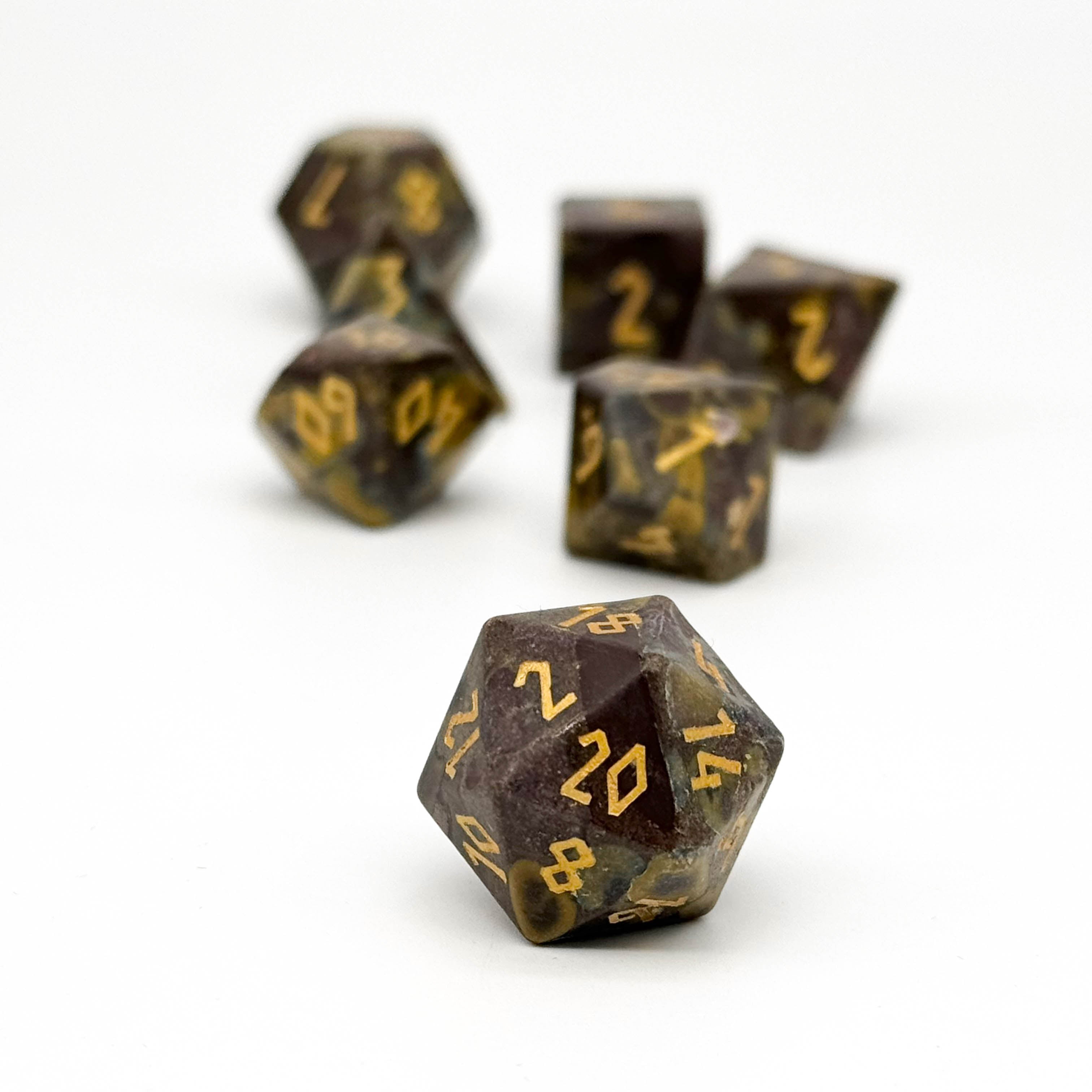 Azolite (Insect Fossil) - 7 Piece RPG Set Gemstone Dice-Gemstone Dice-Norse Foundry-Gemstone Dice-Dungeons and Dragons Dice-Gem Dice-DND Dice-Gaming Dice-Perfect for Tabletop RPGs-Dice Set