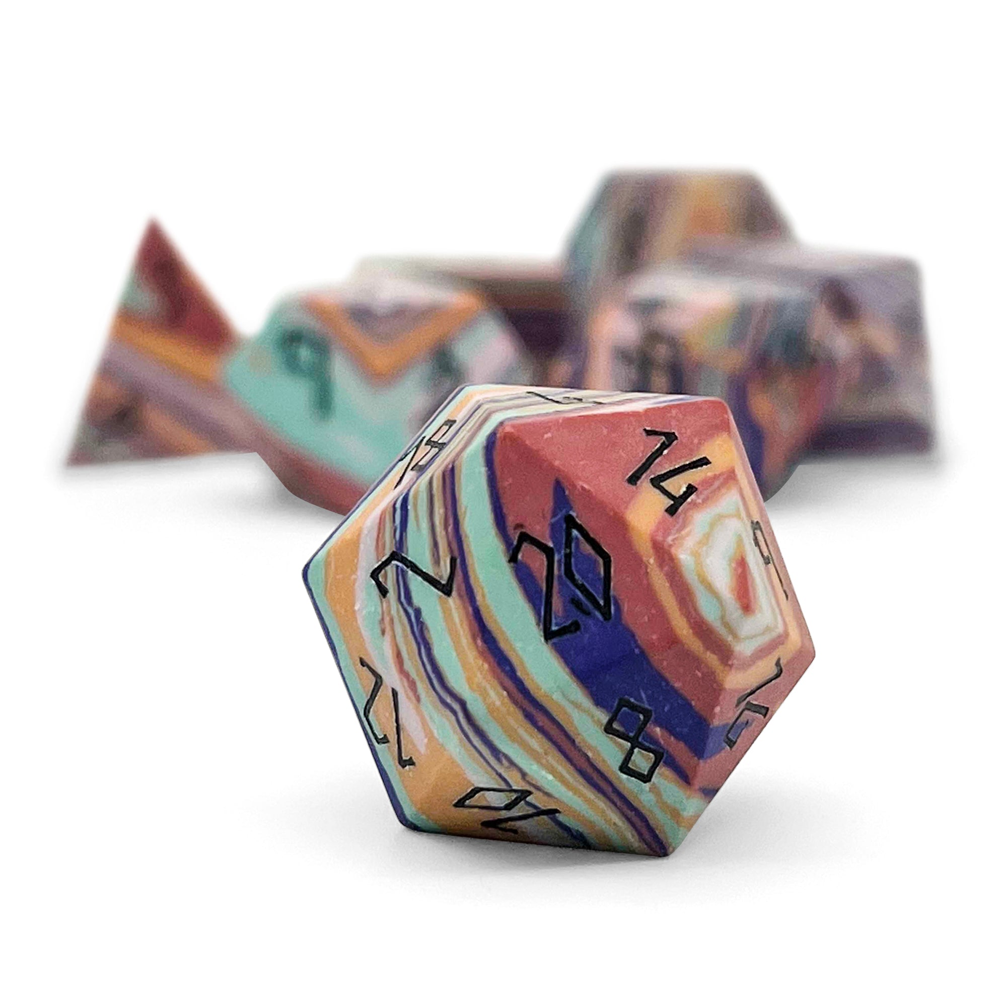 Banded Rainbow Turquoise - 7 Piece RPG Set TruStone Dice-TruStone Dice-Norse Foundry-Gemstone Dice-Dungeons and Dragons Dice-Gem Dice-DND Dice-Gaming Dice-Perfect for Tabletop RPGs