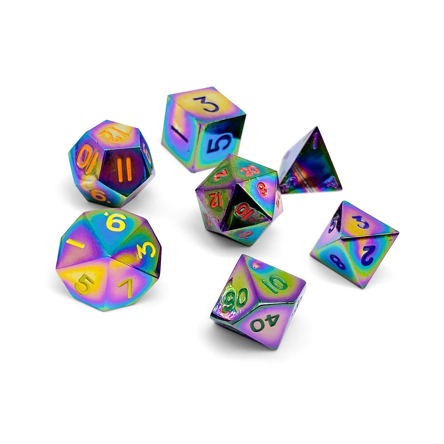 BiFrost - 7 Piece Metal D&D & RPGs Dice Set-Zinc Alloy Dice-Norse Foundry-Norse Foundry-dungeons & dragons-d&d dice set-rpg dice set-d20-metal dice set-d&d-perfect for tabletop rpgs