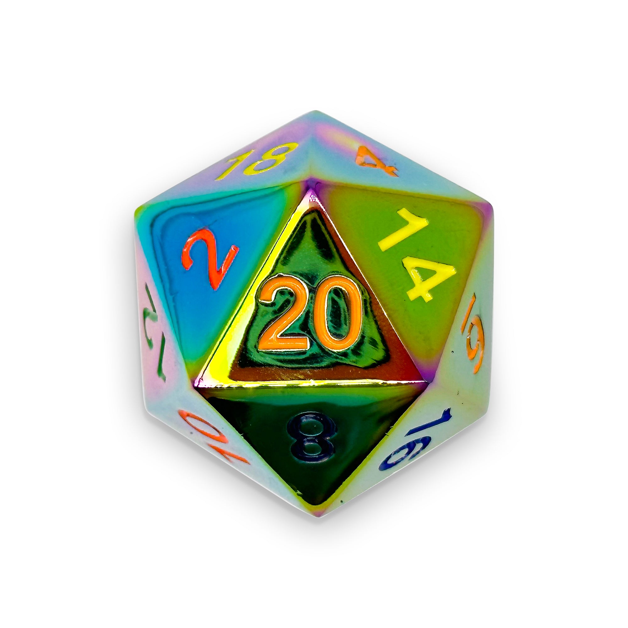 BiFrost - Boulder® 45mm D20 Metal Dice-Zinc Alloy Dice-Norse Foundry-Norse Foundry-dungeons & dragons-d&d dice-rpg dice-d20-metal dice-d&d-45mm-oversize-boulder-perfect for tabletop rpgs