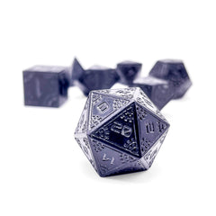 Black Hole - Space Dice 7 Piece RPG Set Alloy Metal Dice | Glows in the Dark