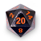 Black Lava - Boulder® 45mm D20 Metal Dice-Zinc Alloy Dice-Norse Foundry-Norse Foundry-dungeons & dragons-d&d dice-rpg dice-d20-metal dice-d&d-45mm-oversize-boulder-perfect for tabletop rpgs