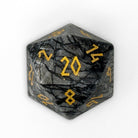 Black Network Agate - Boulder® 30mm Gemstone Dice-Boulder-Norse Foundry-Norse Foundry-dungeons & dragons-d&d dice-rpg dice-d20-gemstone dice-d&d-30mm-boulder-perfect for tabletop rpgs