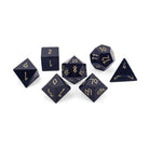 Black Obsidian - Gold Font - 7 Piece RPG Set Gemstone Dice-Gemstone Dice-Norse Foundry-Gemstone Dice-Dungeons and Dragons Dice-Gem Dice-DND Dice-Gaming Dice-Perfect for Tabletop RPGs-Dice Set