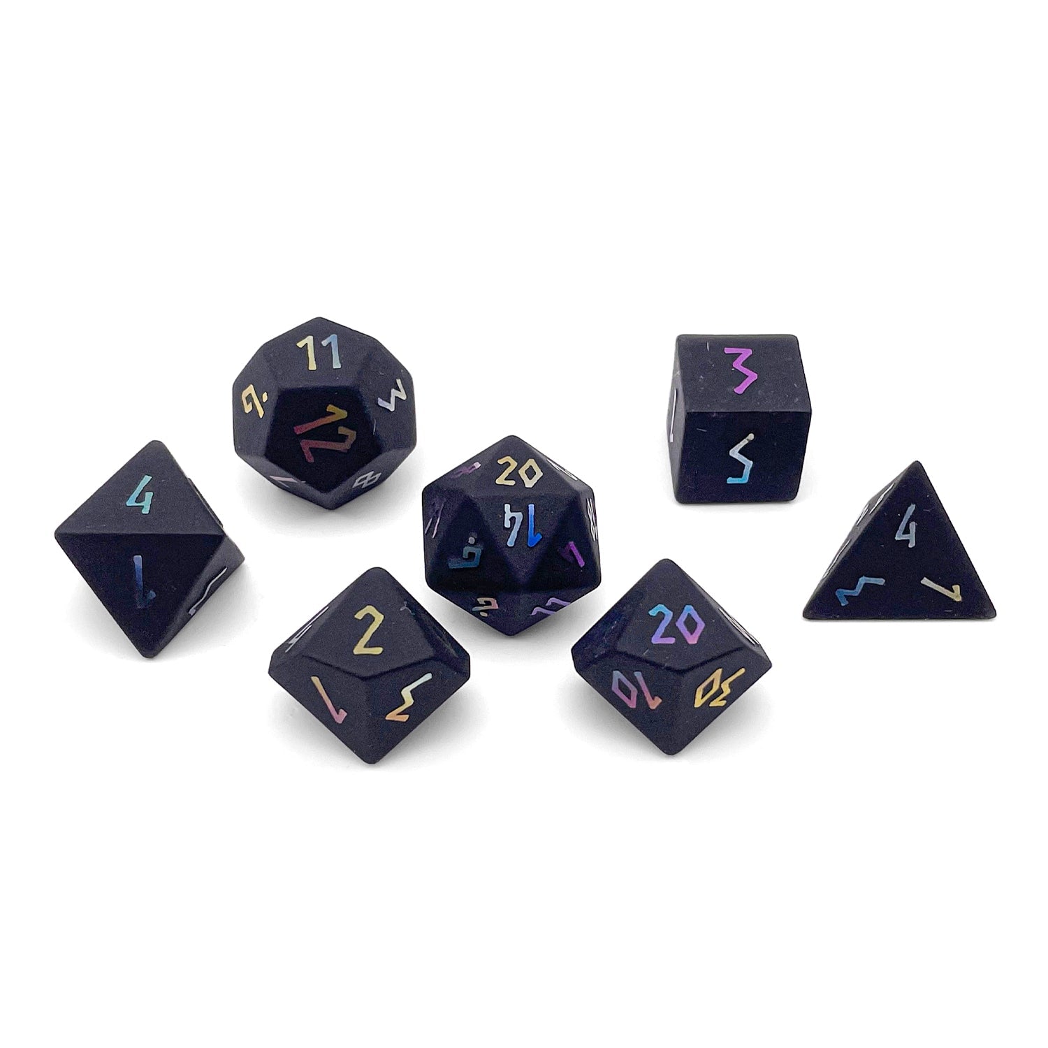 Black Obsidian - Raised Holographic 7 Piece RPG Set Gemstone Dice-Gemstone Dice-Norse Foundry-Gemstone Dice-Dungeons and Dragons Dice-Gem Dice-DND Dice-Gaming Dice-Perfect for Tabletop RPGs-Dice Set
