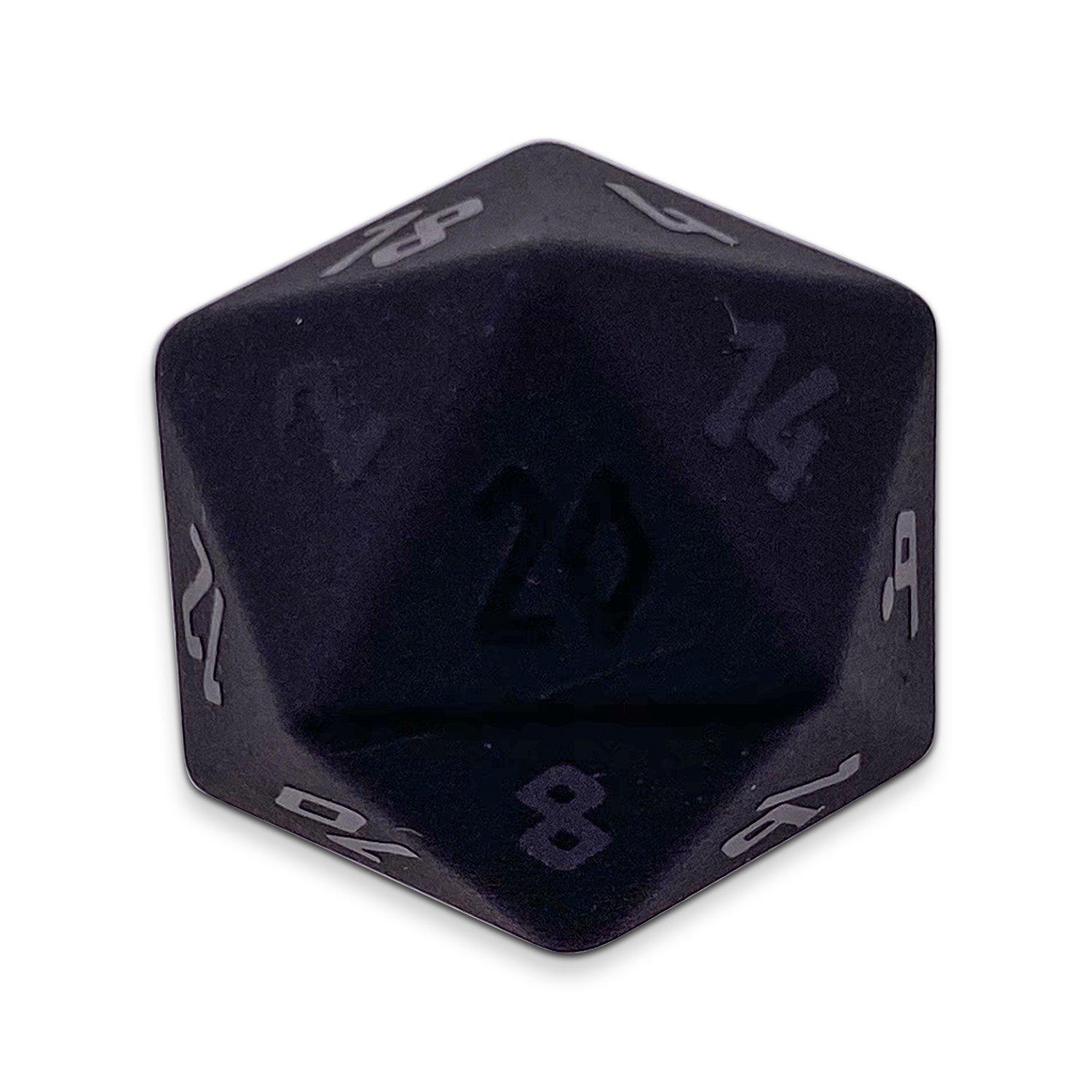 Black Obsidian - Raised Single D20 Gemstone Dice-Gemstone Dice-Norse Foundry-Norse Foundry-dungeons & dragons-d&d dice-rpg d20-gemstone d20-d&d-d20-perfect for tabletop rpgs