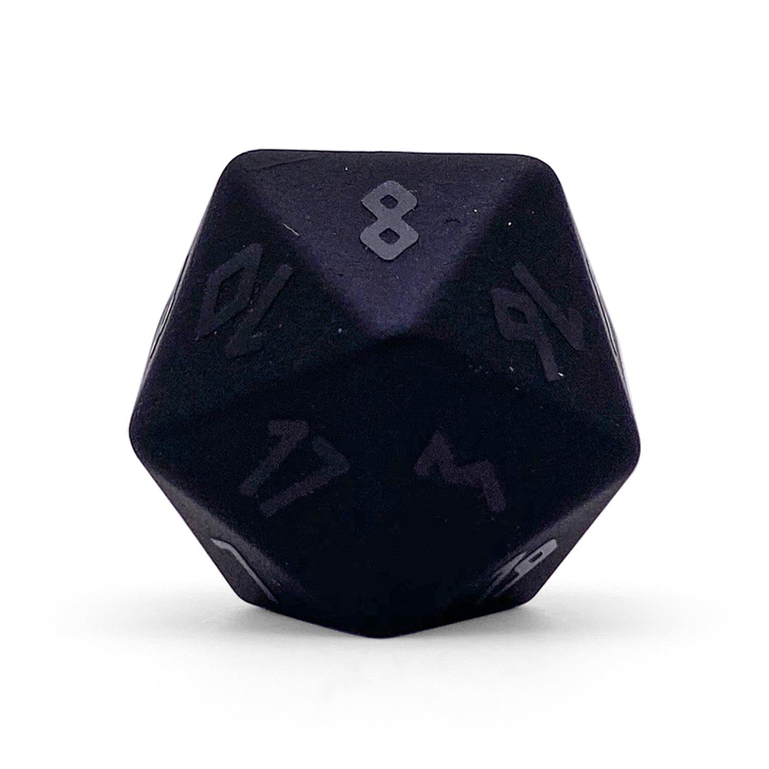Black Obsidian - Raised Single D20 Gemstone Dice-Gemstone Dice-Norse Foundry-Norse Foundry-dungeons & dragons-d&d dice-rpg d20-gemstone d20-d&d-d20-perfect for tabletop rpgs